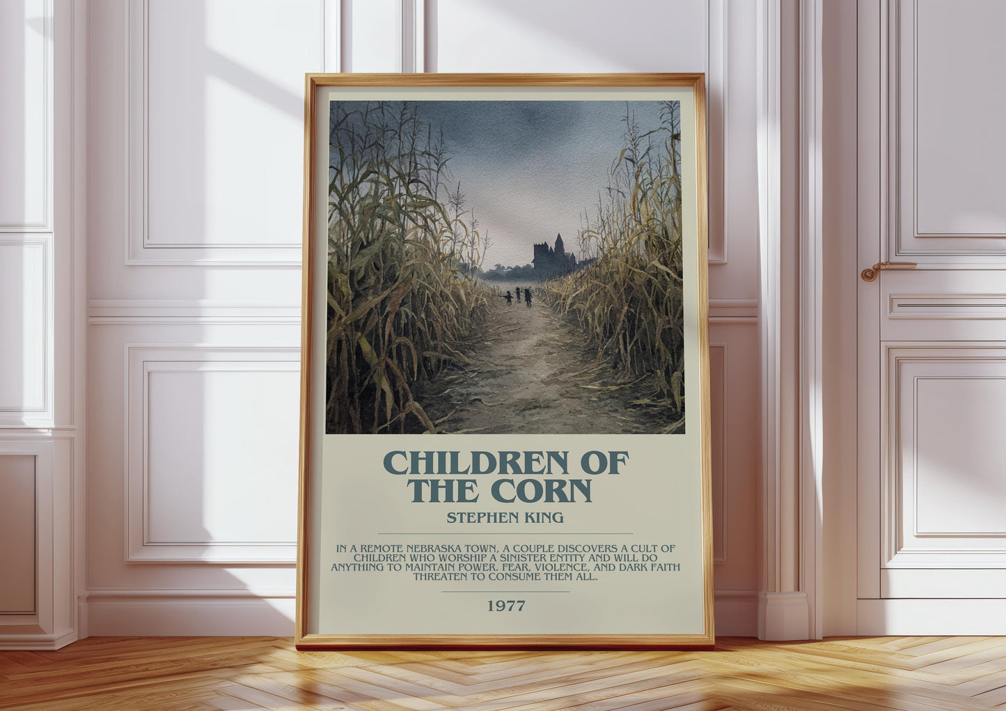 Children of the Corn bookish print in frame leaning in hallway – horror wall art