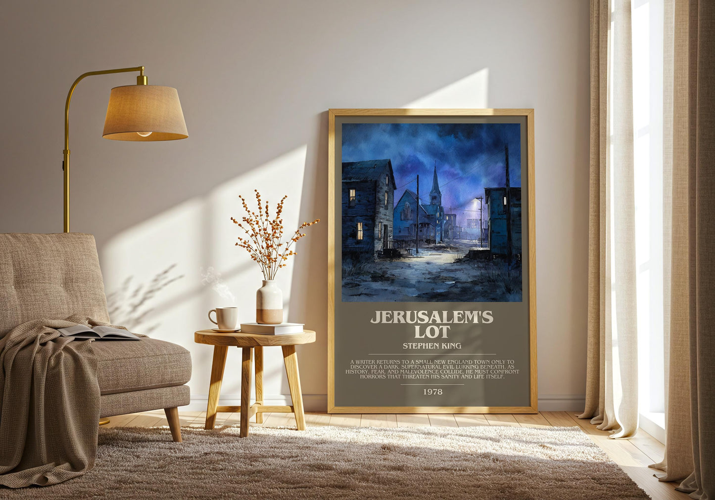 Jerusalem's Lot bookish print on bookshelf – Stephen King fan gift