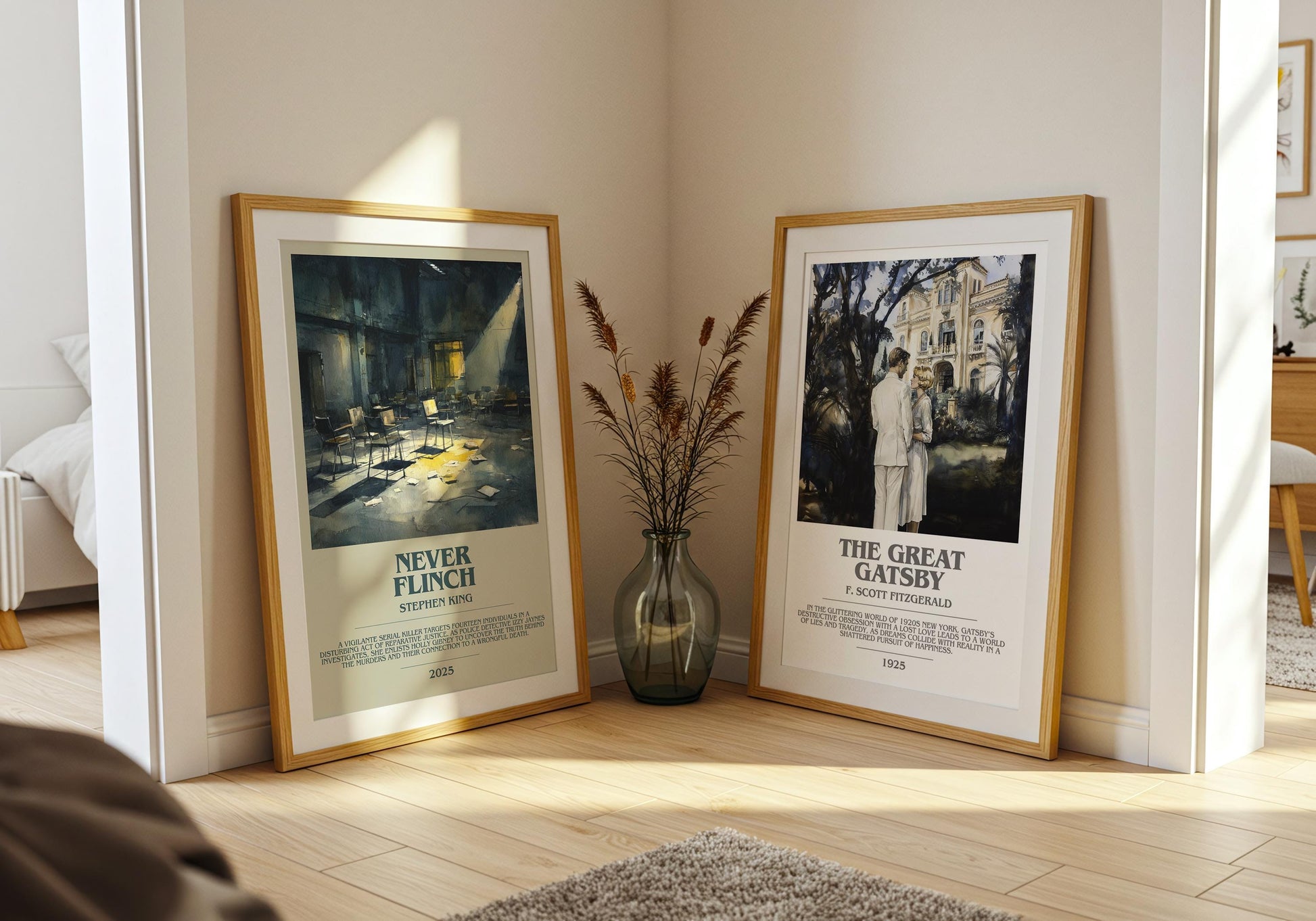 Never Flinch bookish poster paired in gallery wall – literary art prints