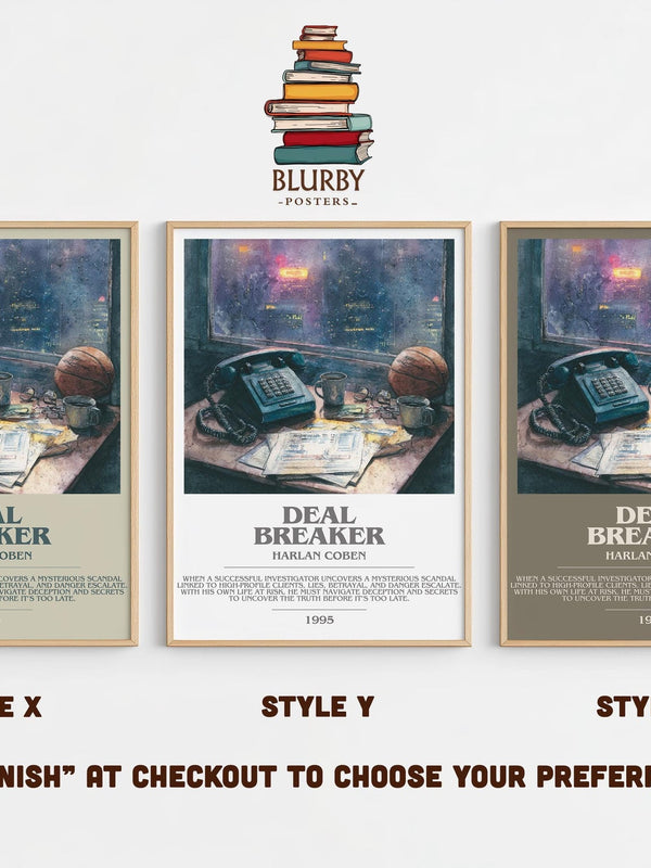Deal Breaker bookish poster colour and style options – Harlan Coben book art