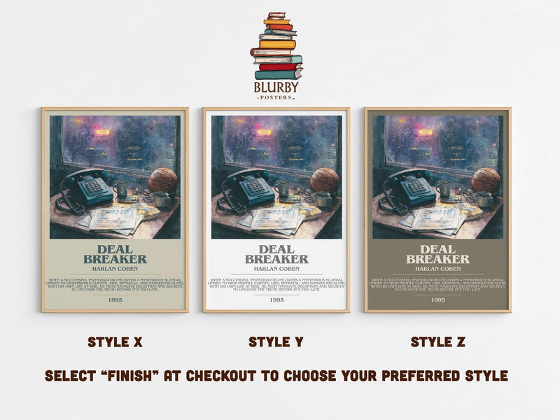 Deal Breaker bookish poster colour and style options – Harlan Coben book art