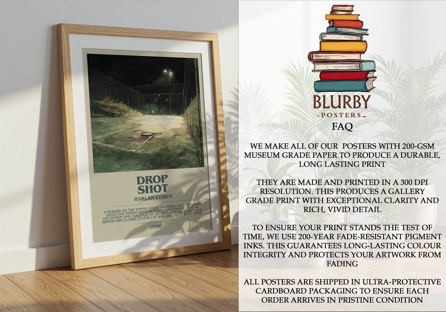 Drop Shot by Harlan Coben | Descriptive Modern Book Art | Poster