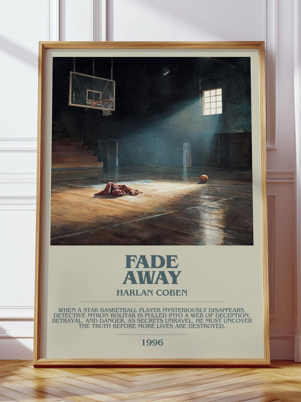 Fade Away bookish print in frame leaning in hallway – mystery wall art