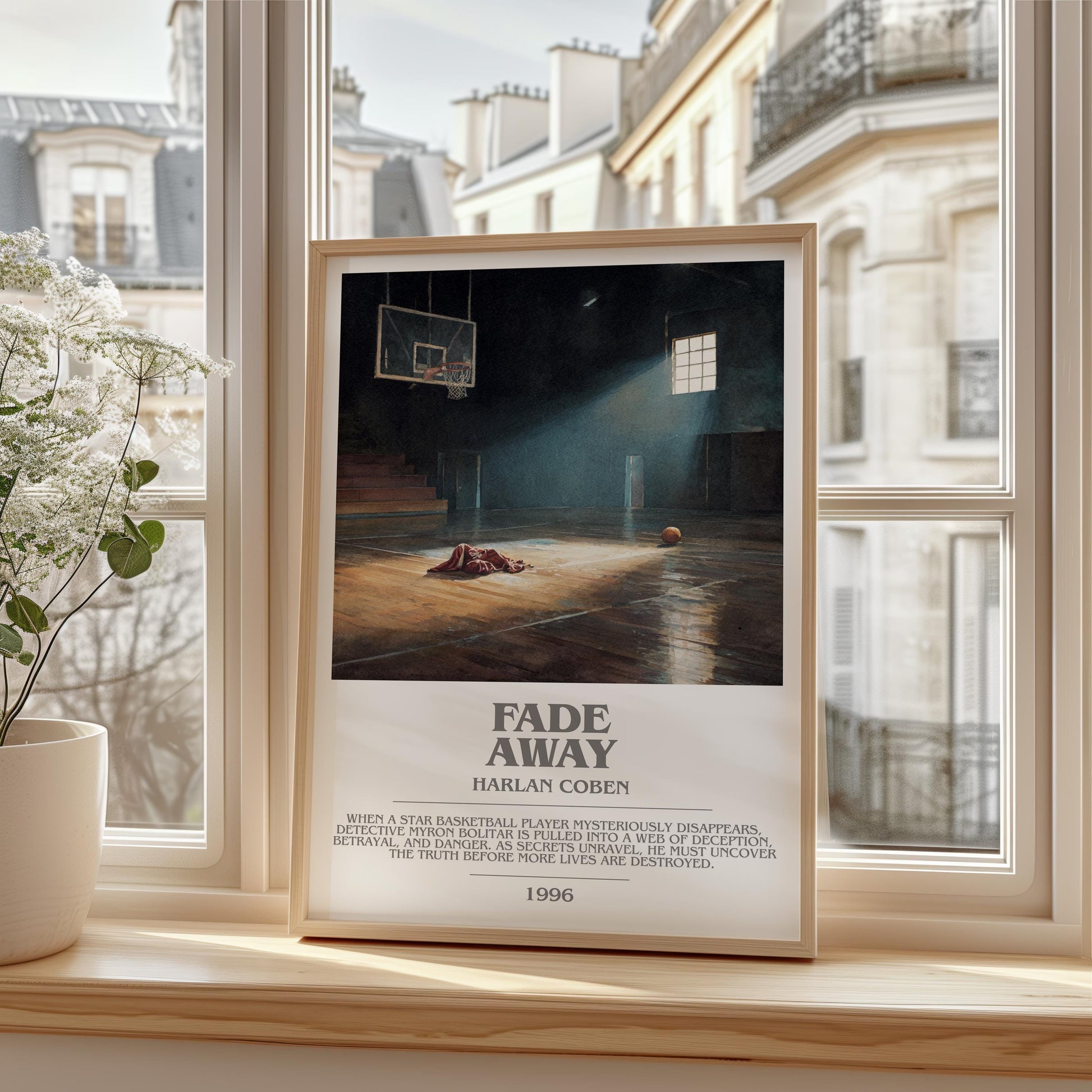 Fade Away bookish print framed by window – literary home decor