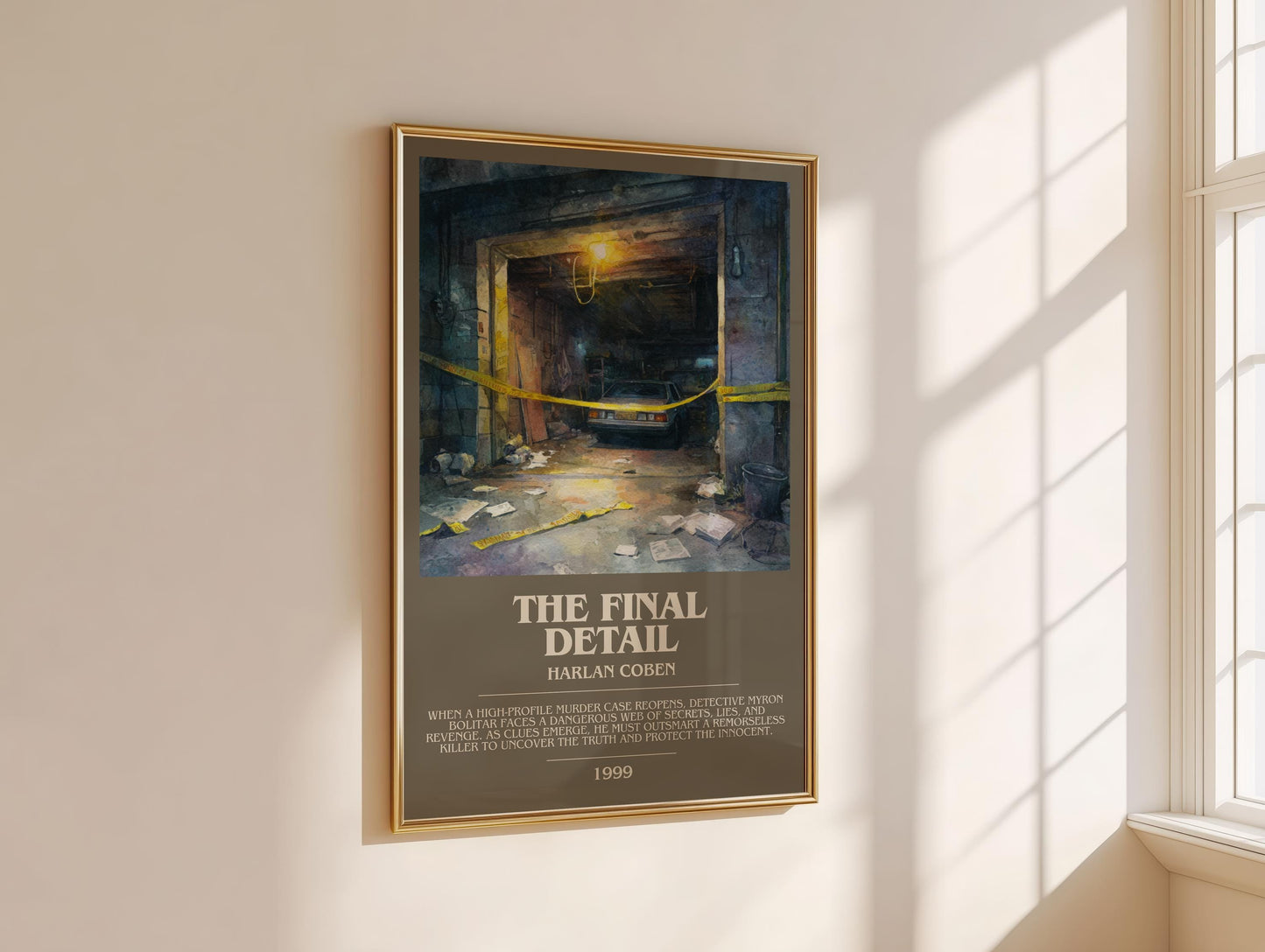 The Final Detail bookish book poster framed on wall – crime wall art