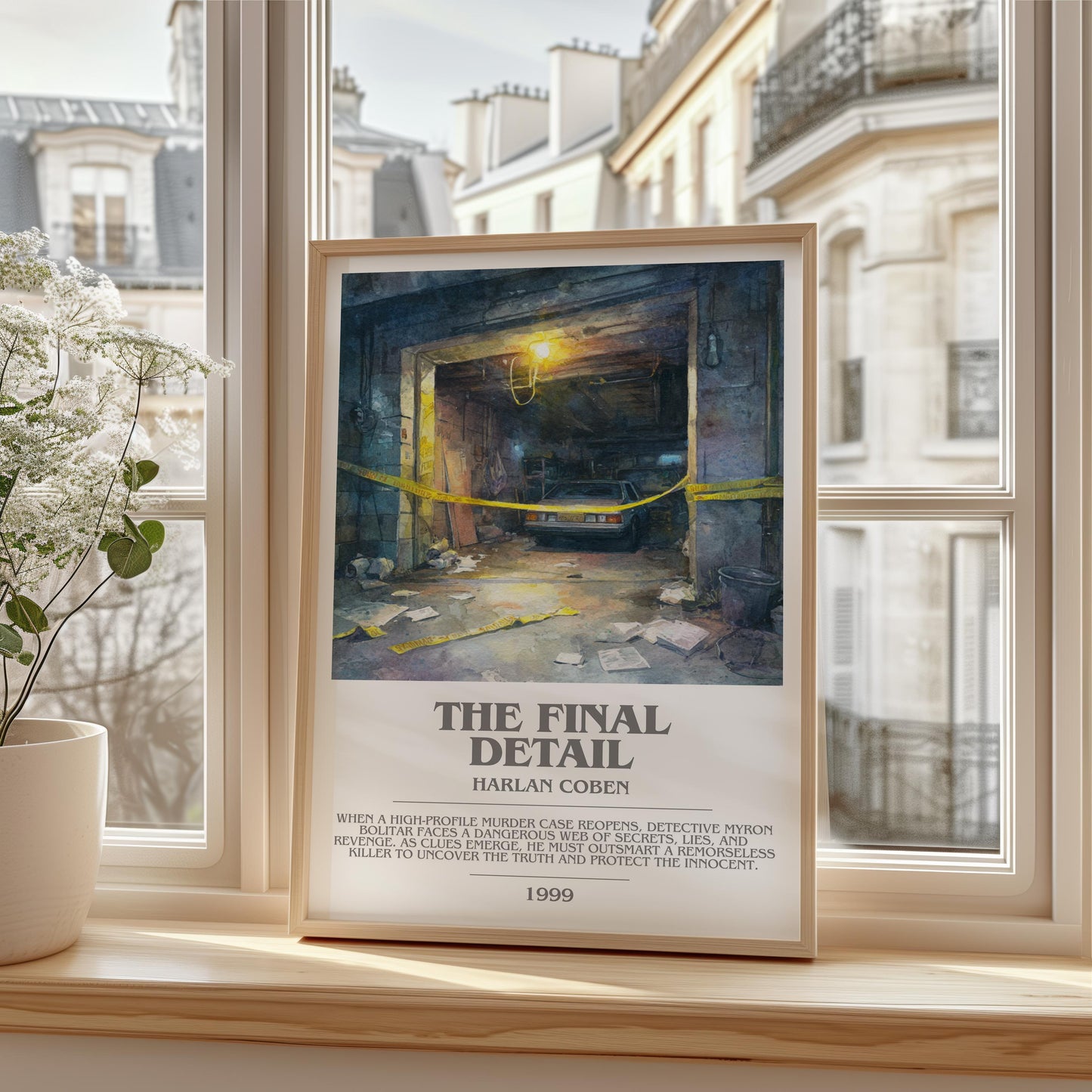 The Final Detail bookish print framed by window – literary home decor