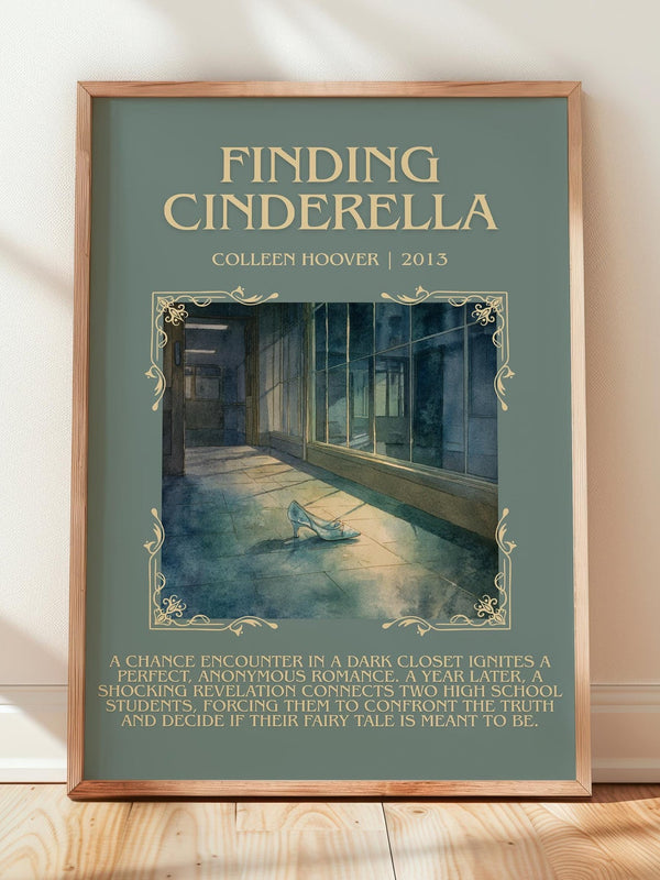 Finding Cinderella minimalist print in frame leaning in hallway – romance wall art