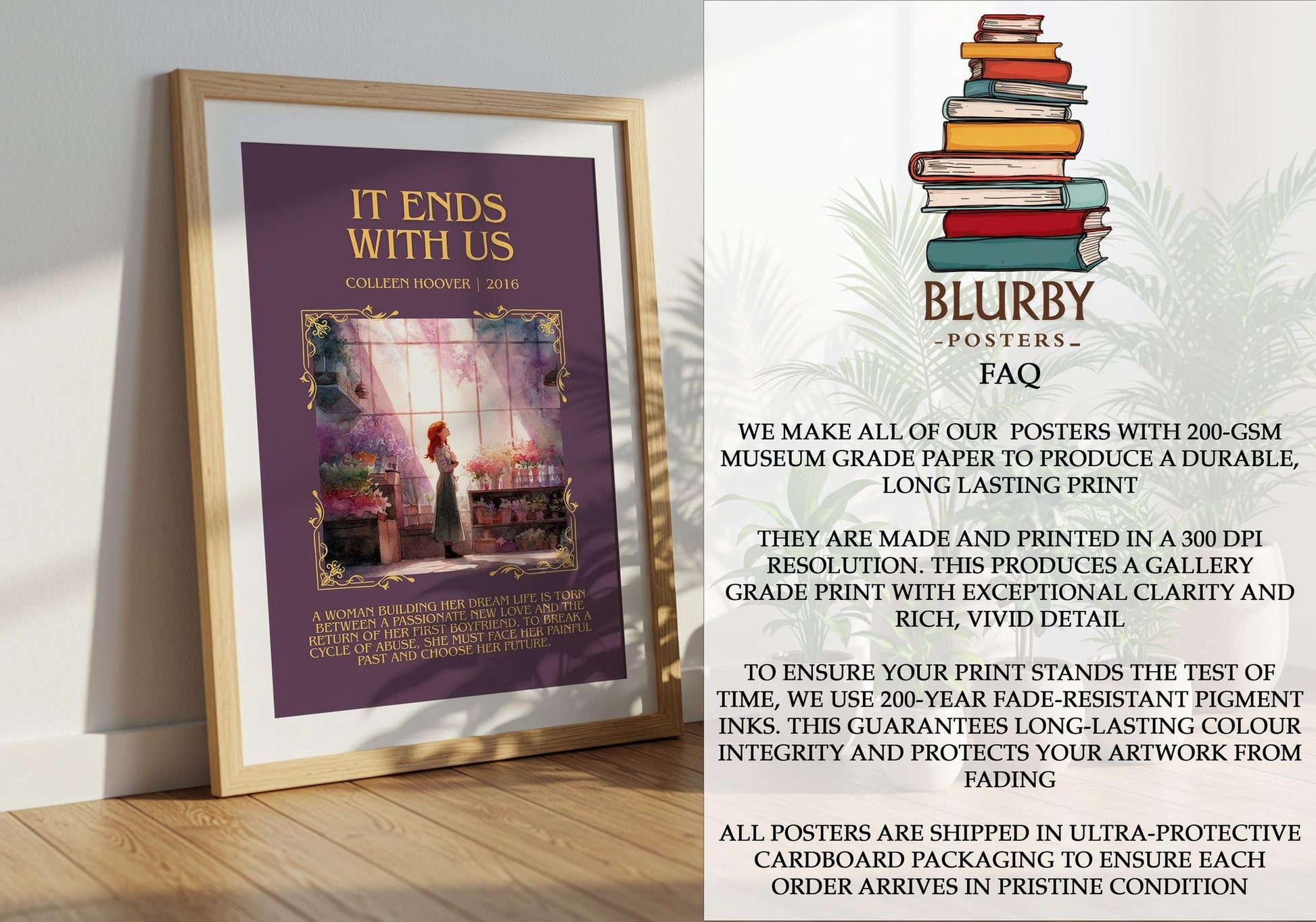 It Ends with Us by Colleen Hoover | Book Poster | Literary Art Gift For Book Lover | Novel Inspired Wall Art | Free Delivery