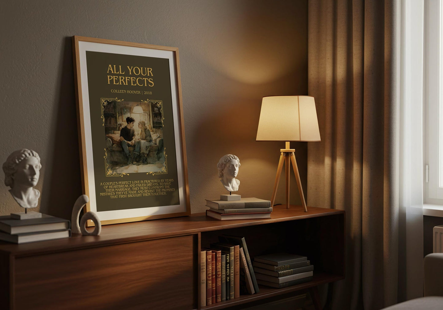 All Your Perfects minimalist print on bookshelf – Colleen Hoover fan gift
