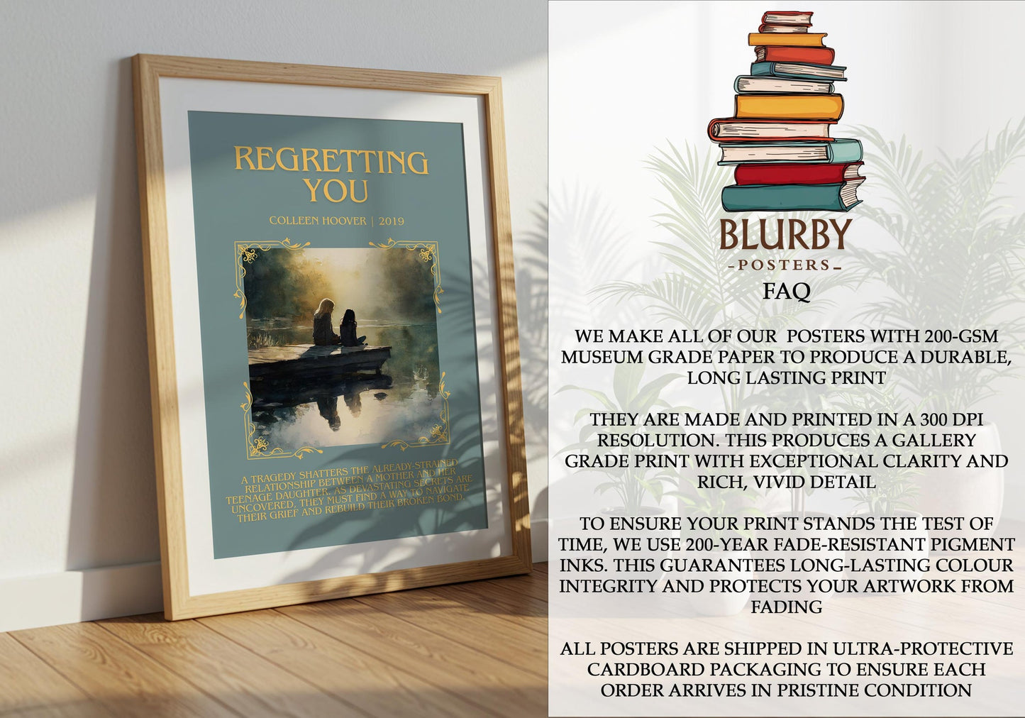 Regretting You minimalist literary print detail – Colleen Hoover book art