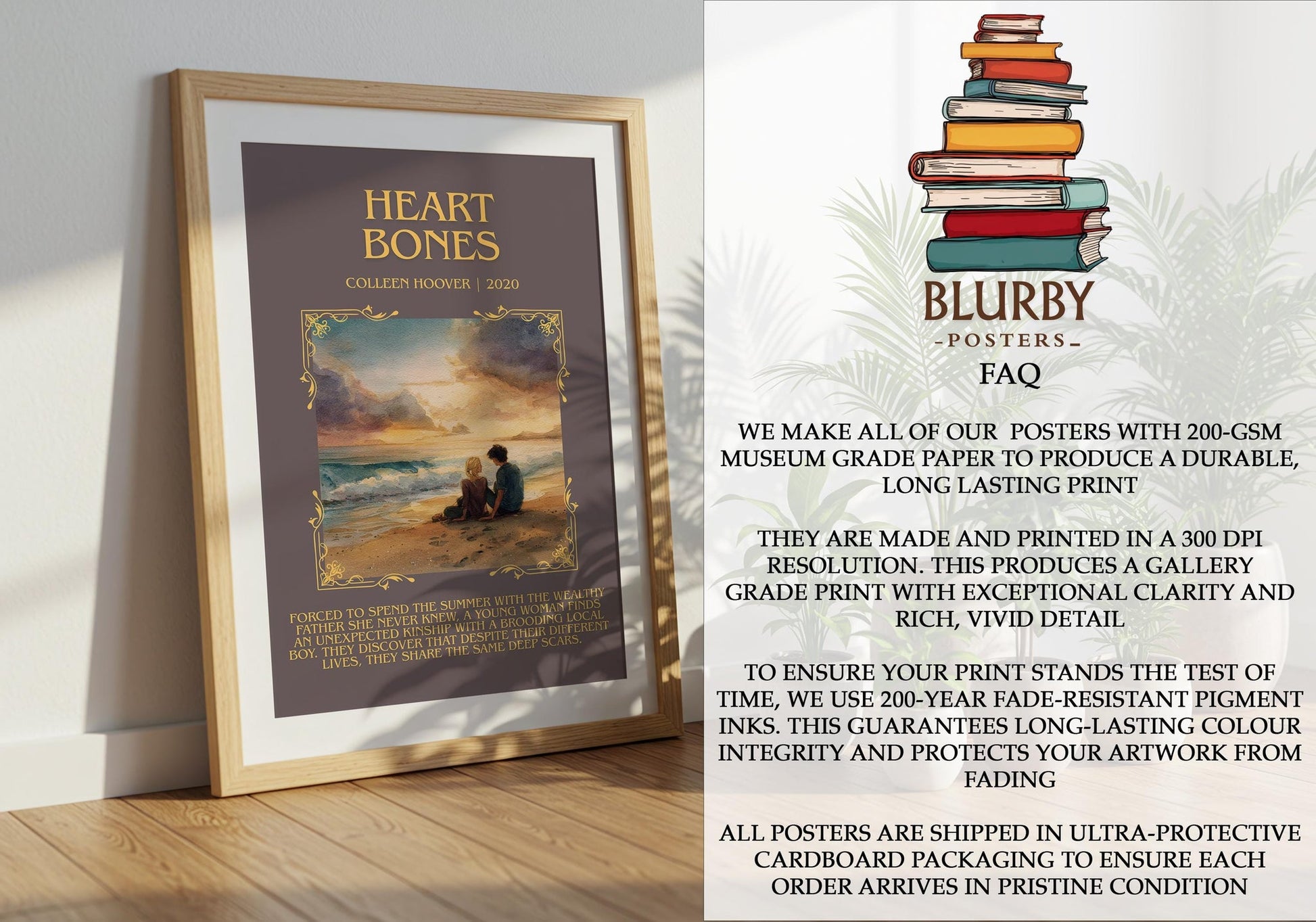 Heart Bones minimalist literary print detail – Colleen Hoover book art