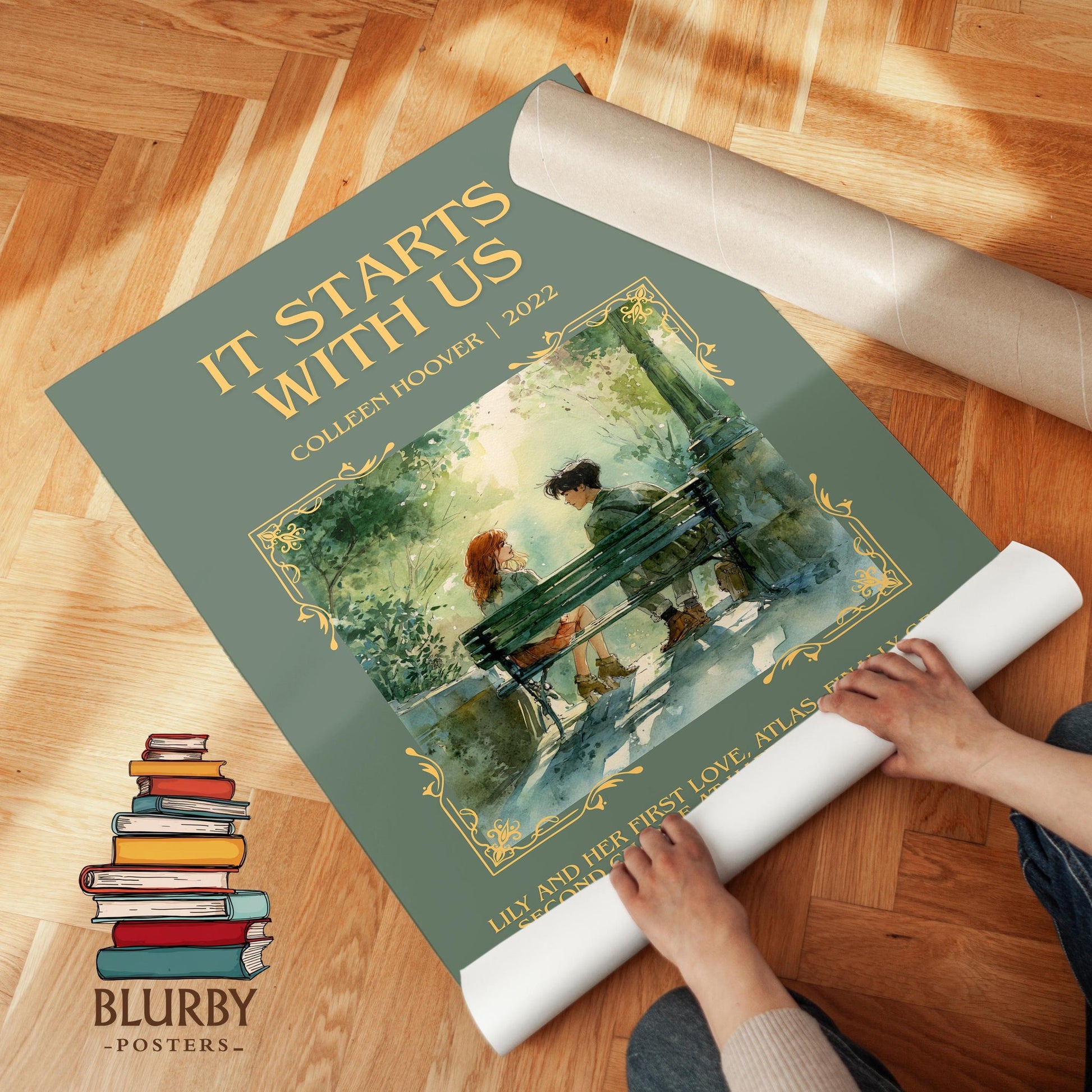 It Starts With Us book poster packaging – museum-quality print rolled in protective tube