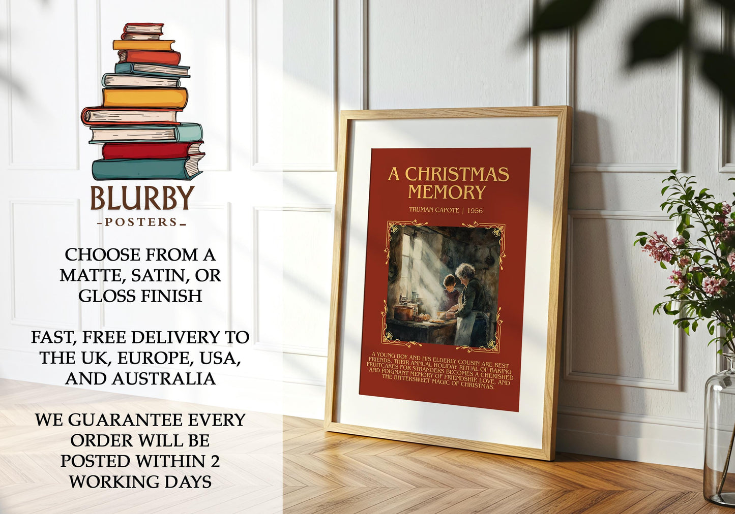 A Christmas Memory by Truman Capote | Book Poster | Literary Art Gift For Book Lover | Novel Inspired Wall Art | Free Delivery