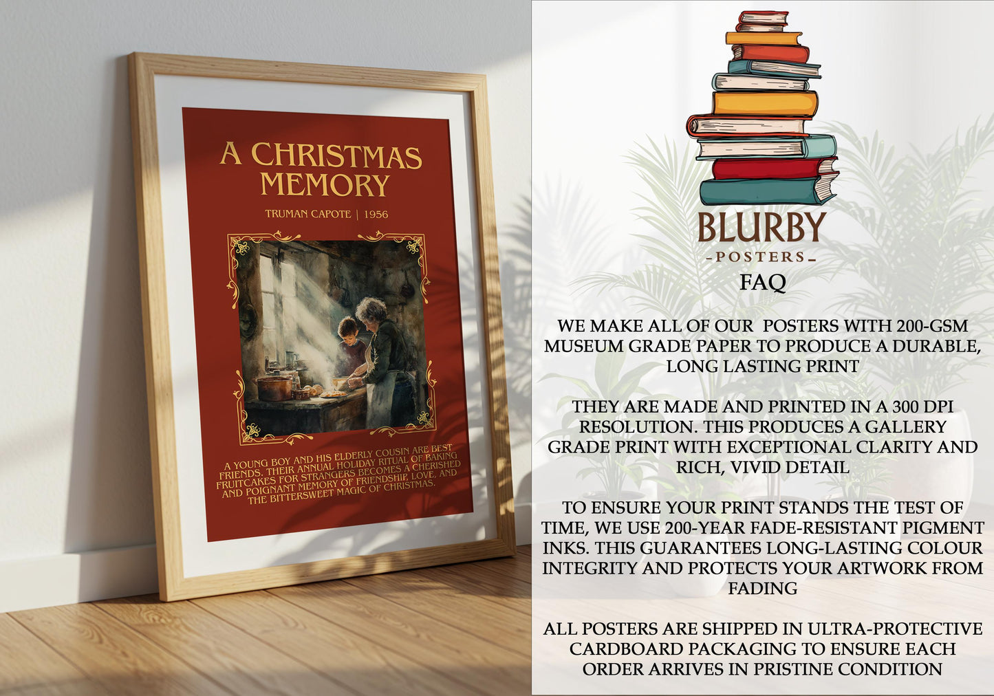 A Christmas Memory by Truman Capote | Book Poster | Literary Art Gift For Book Lover | Novel Inspired Wall Art | Free Delivery