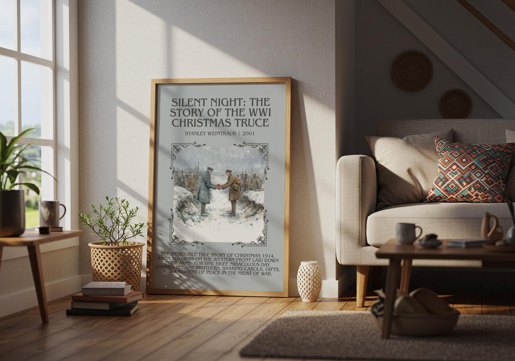 Silent Night: The Story of the World War I Christmas Truce minimalist poster paired in gallery wall – literary art prints
