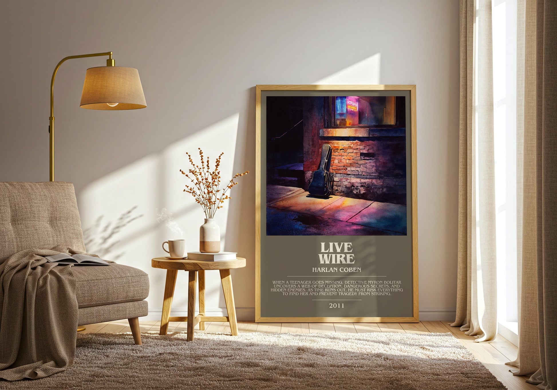 Live Wire bookish print on bookshelf – Harlan Coben fan gift