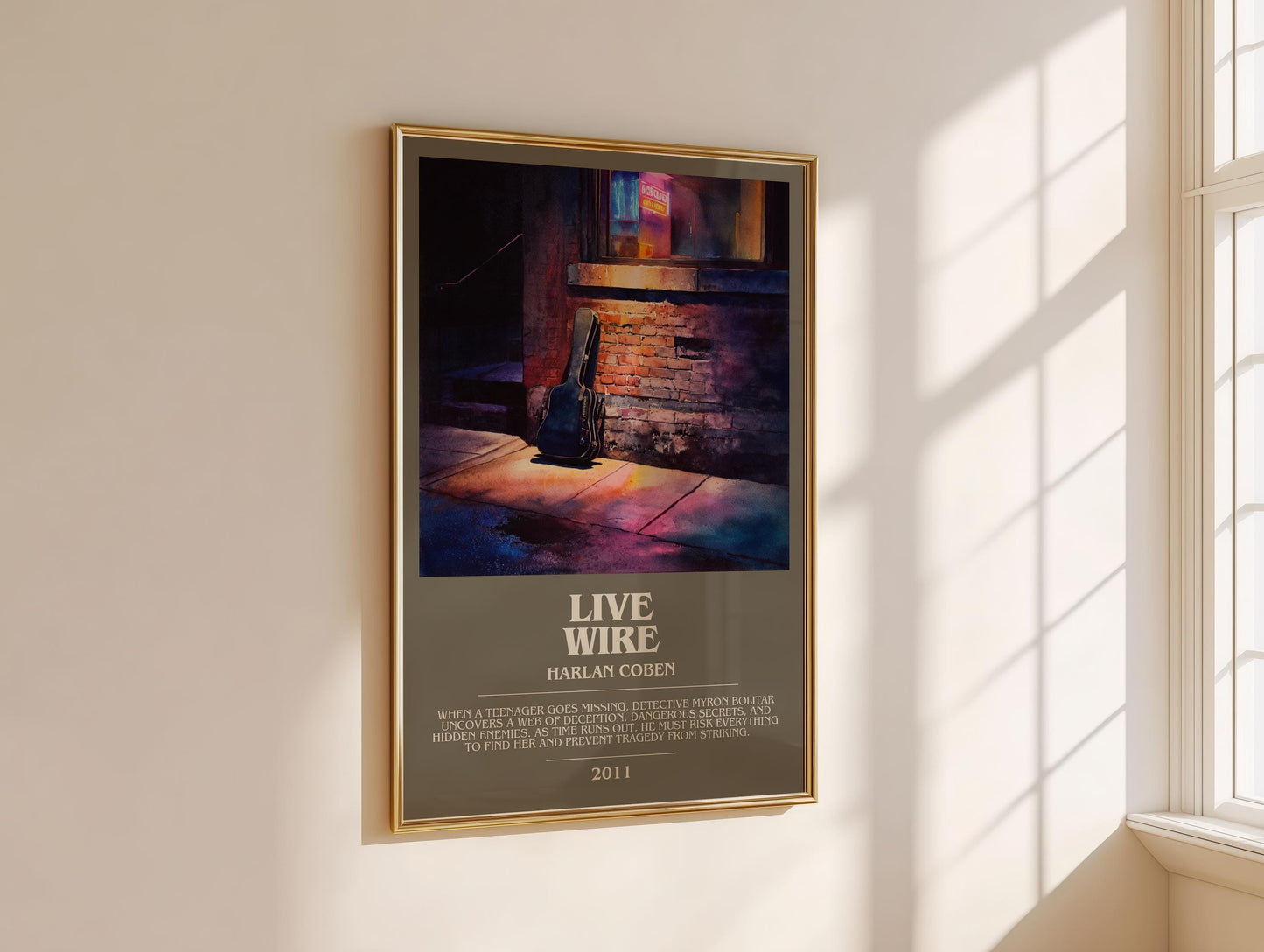 Live Wire bookish book poster framed on wall – thriller wall art