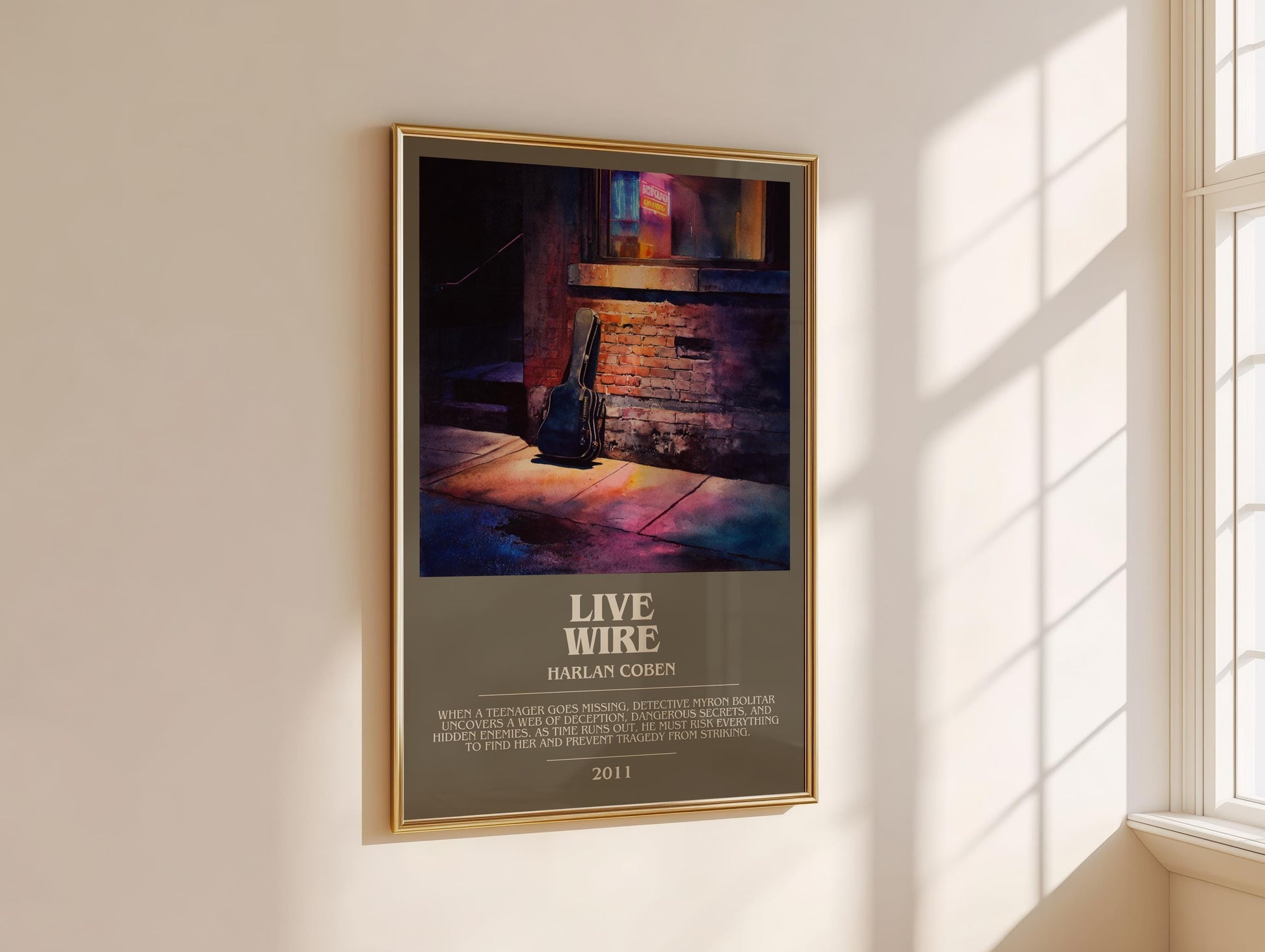 Live Wire bookish book poster framed on wall – thriller wall art