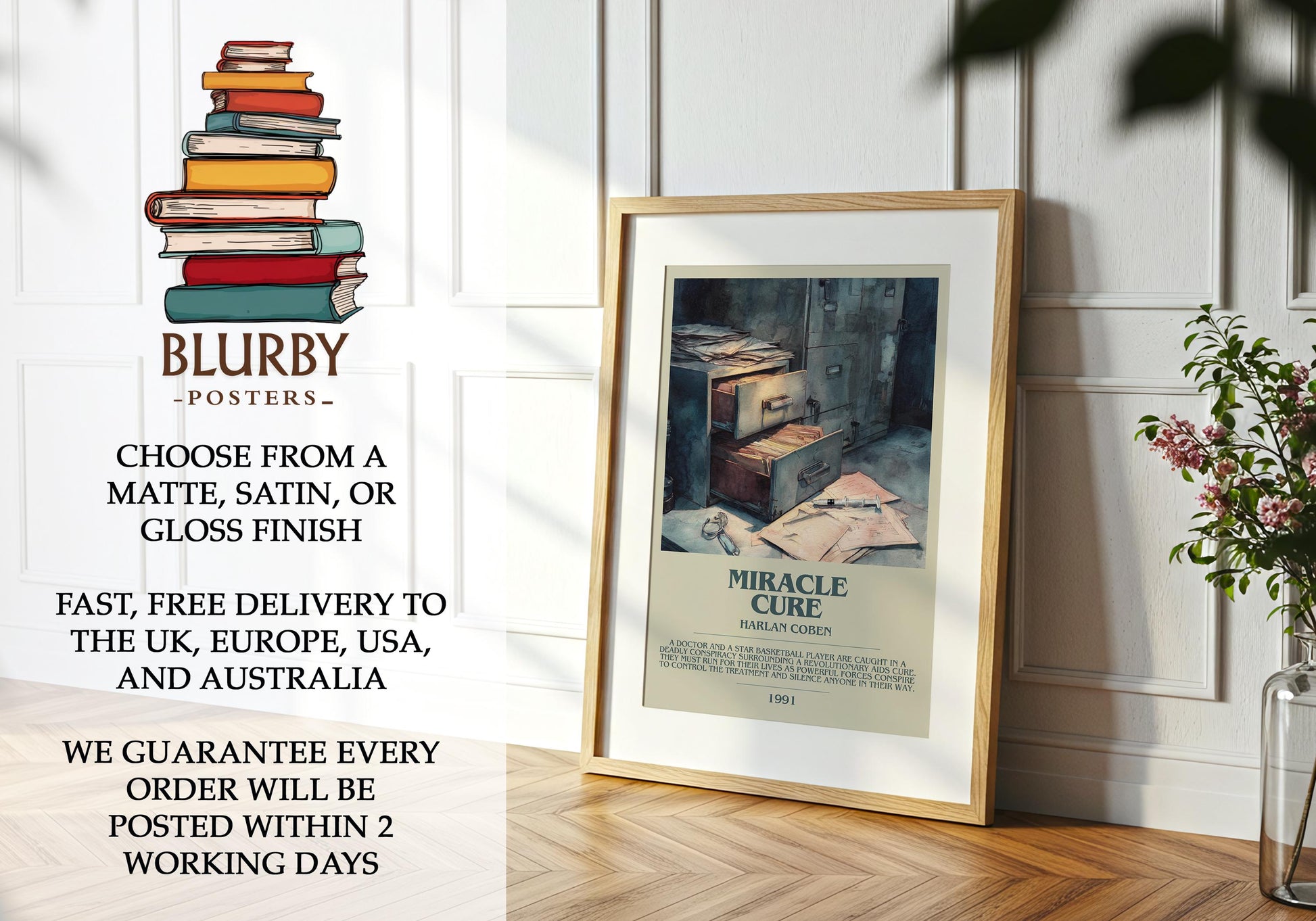 Miracle Cure by Harlan Coben | Descriptive Modern Book Art | Poster