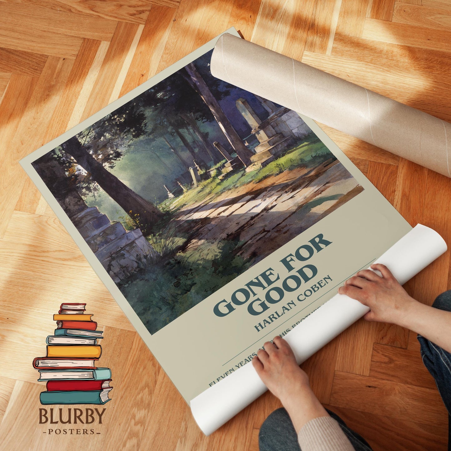 Gone for Good book poster packaging – museum-quality print rolled in protective tube