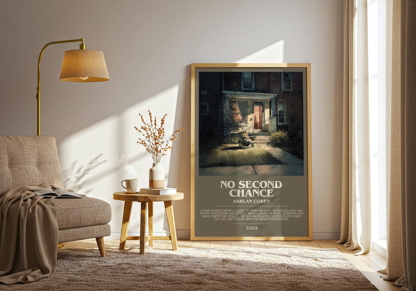 No Second Chance bookish print on bookshelf – Harlan Coben fan gift