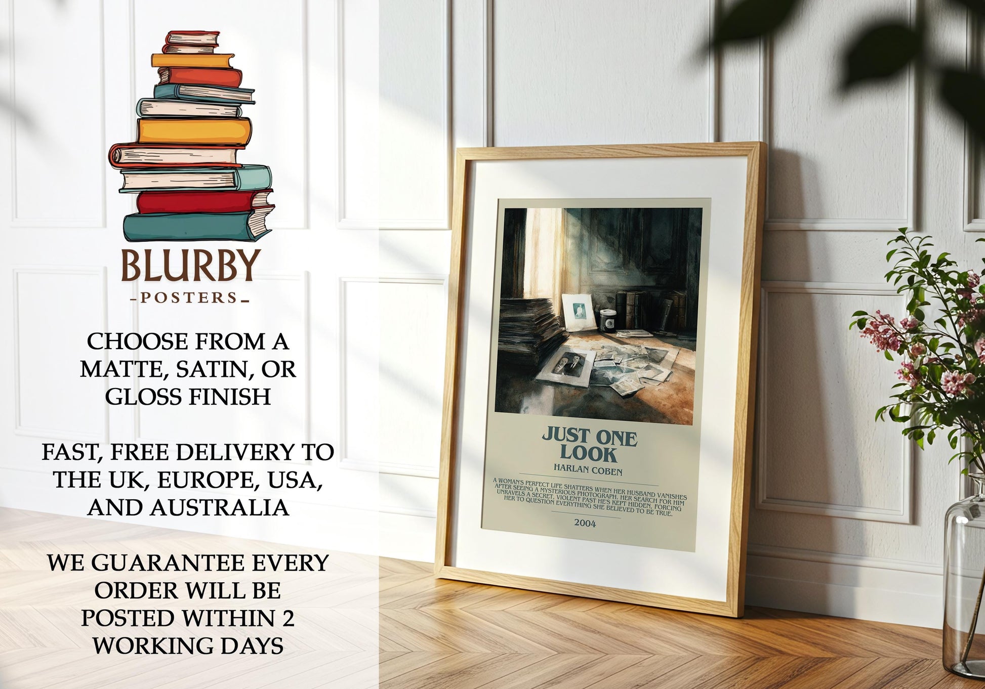 Just One Look by Harlan Coben | Descriptive Modern Book Art | Poster