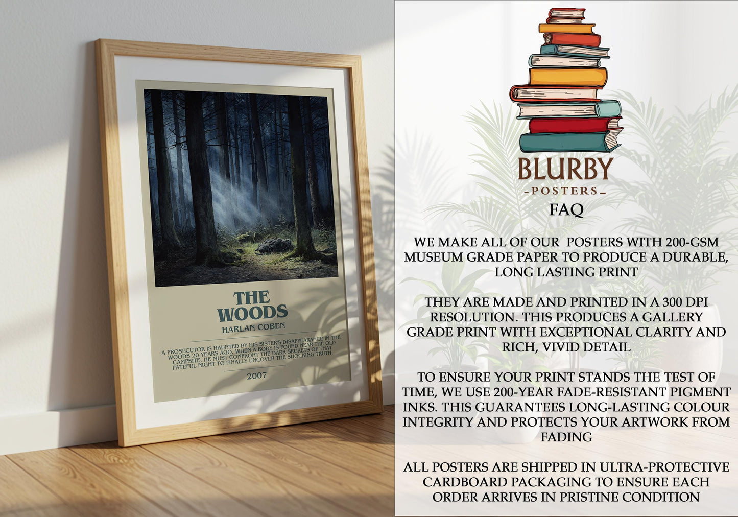 The Woods by Harlan Coben | Descriptive Modern Book Art | Poster