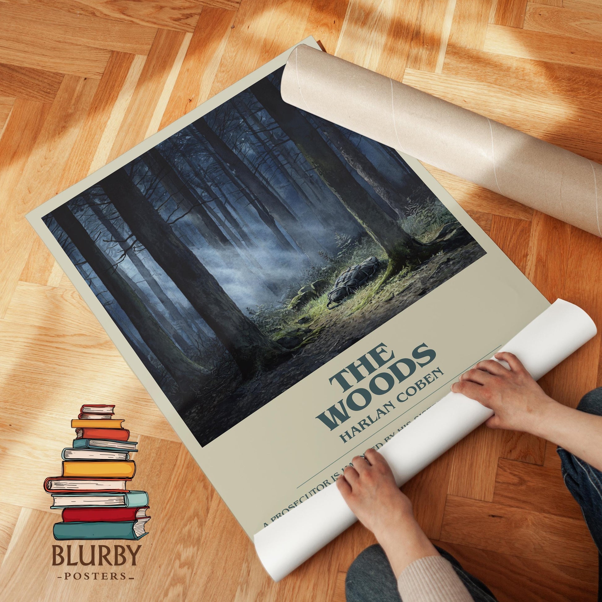 The Woods by Harlan Coben | Descriptive Modern Book Art | Poster