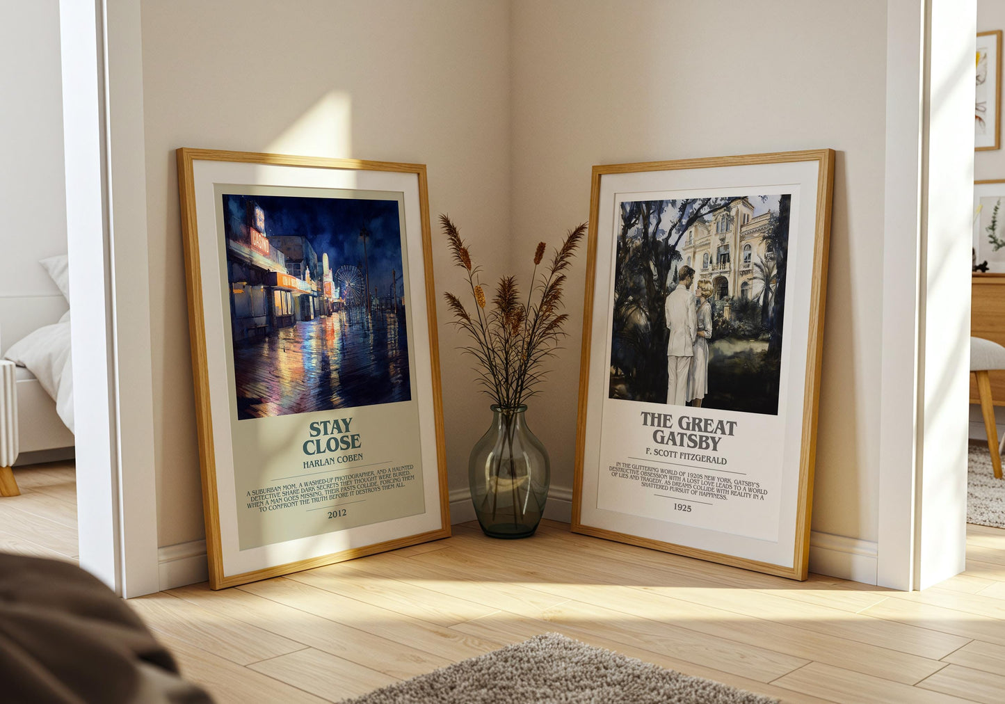 Stay Close bookish poster paired in gallery wall – literary art prints