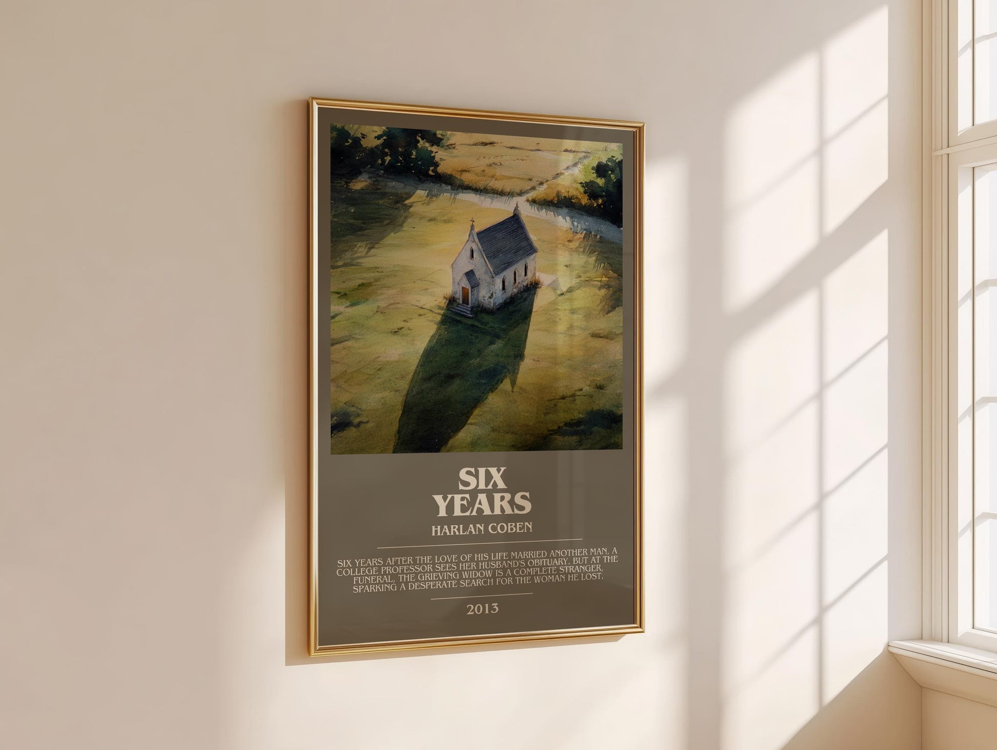 Six Years bookish book poster framed on wall – thriller wall art