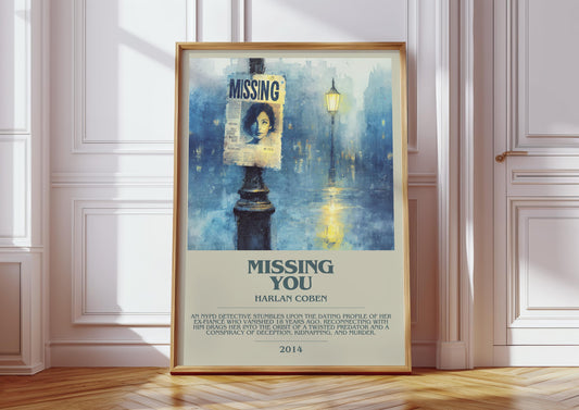 Missing You by Harlan Coben | Descriptive Modern Book Art | Poster