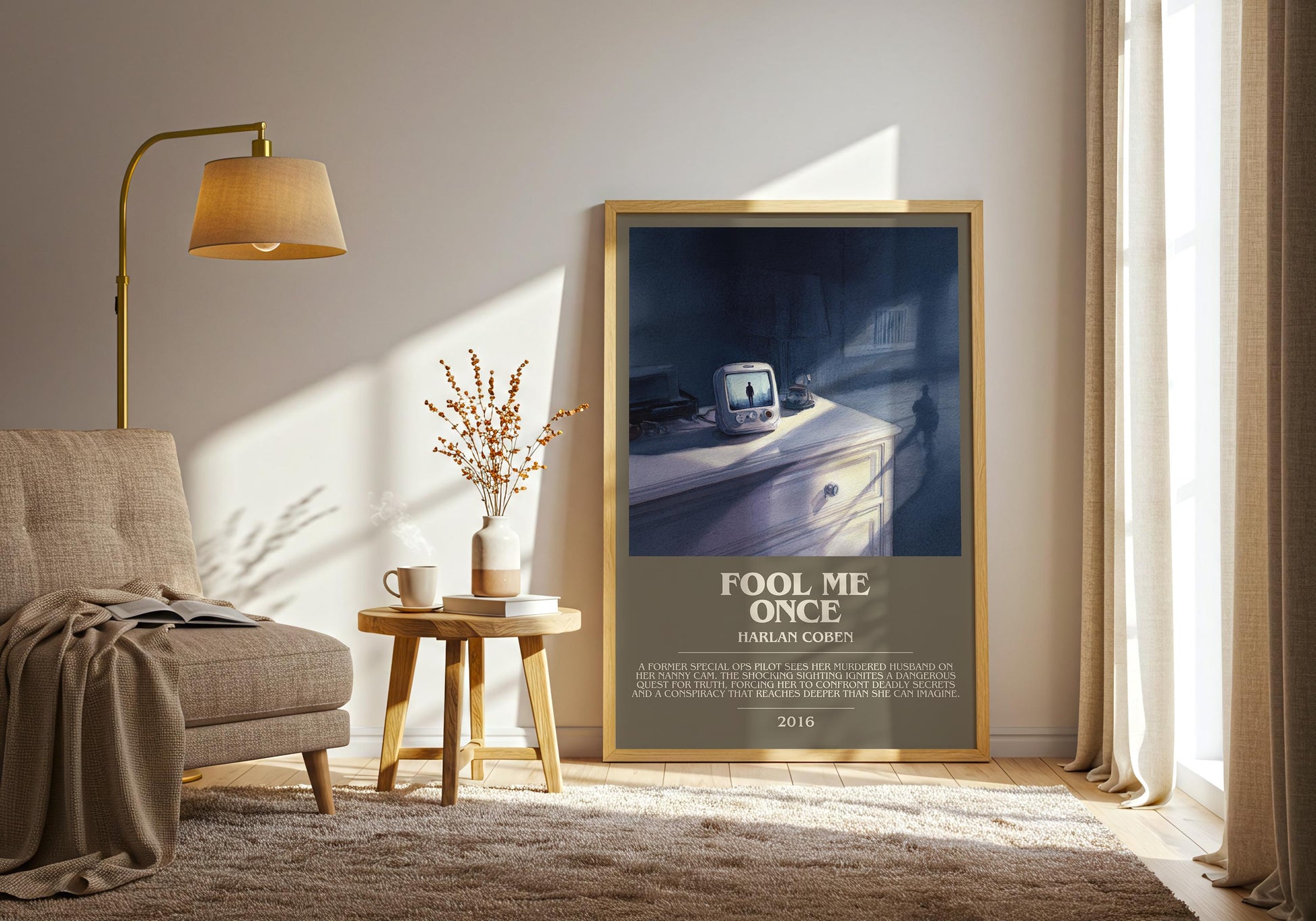 Fool Me Once bookish print on bookshelf – Harlan Coben fan gift