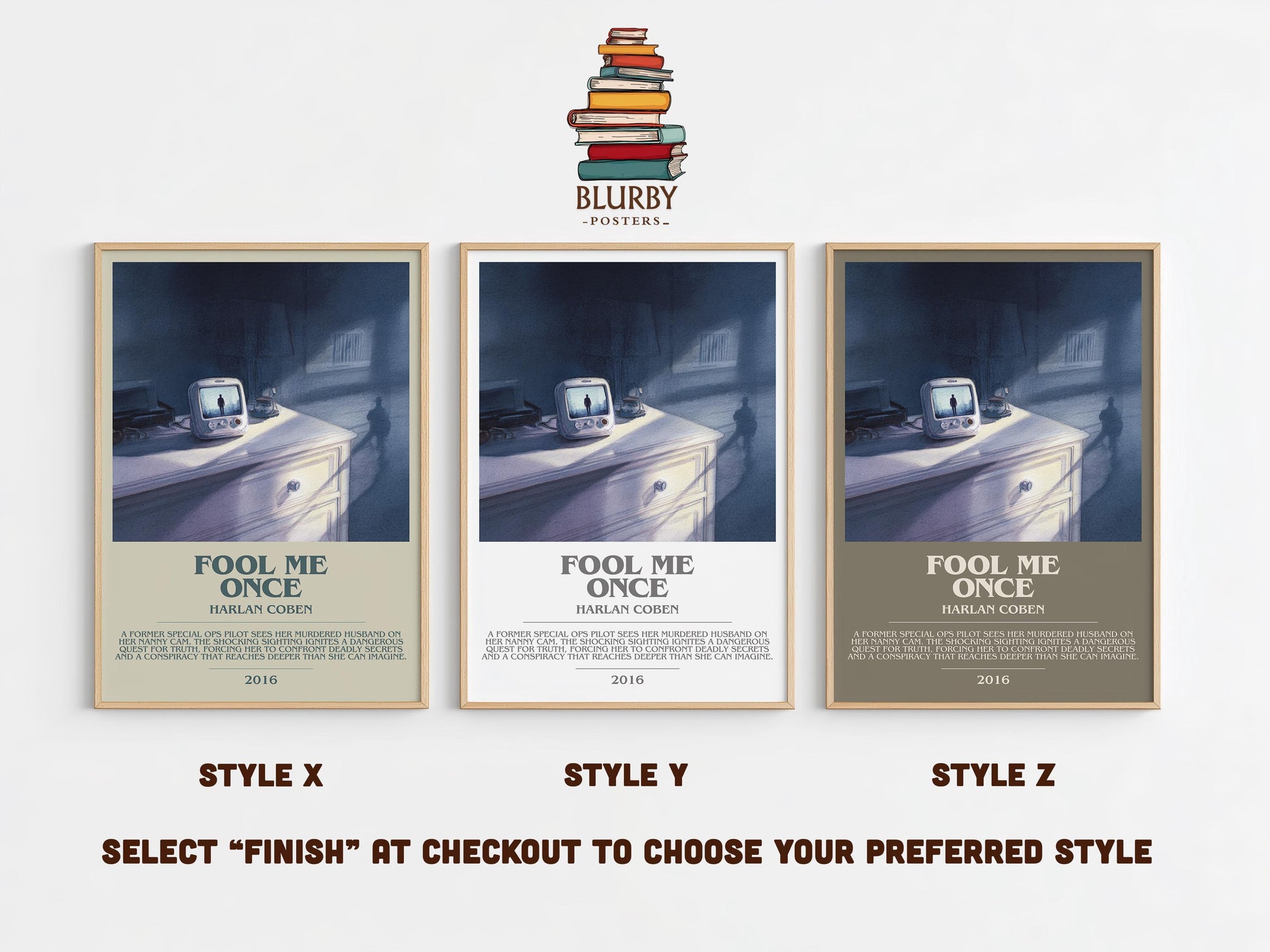 Fool Me Once bookish poster colour and style options – Harlan Coben book art