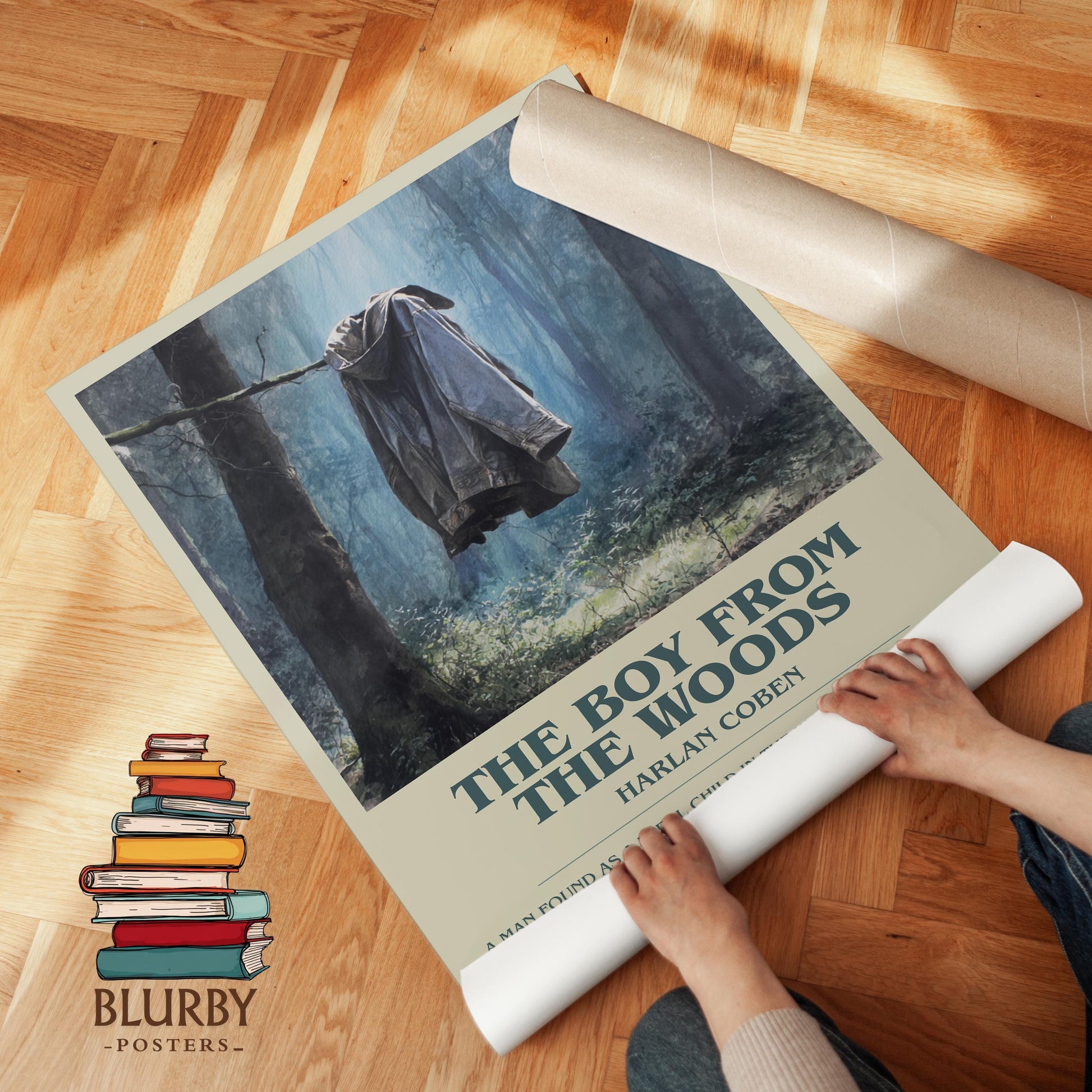 The Boy from the Woods book poster packaging – museum-quality print rolled in protective tube