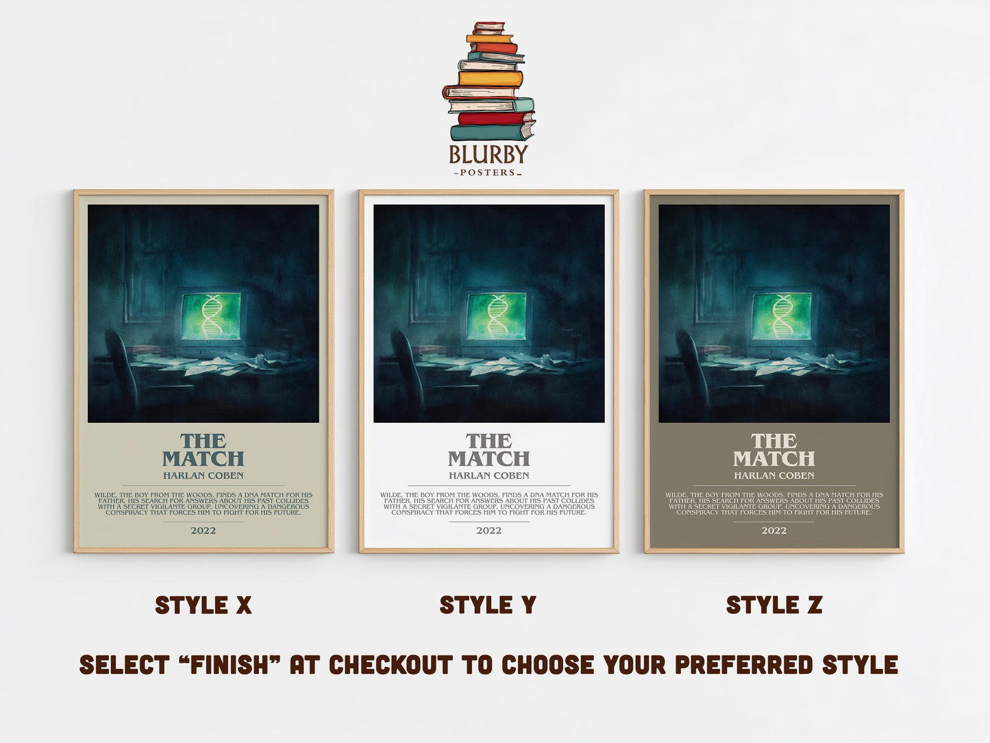 The Match bookish poster colour and style options – Harlan Coben book art