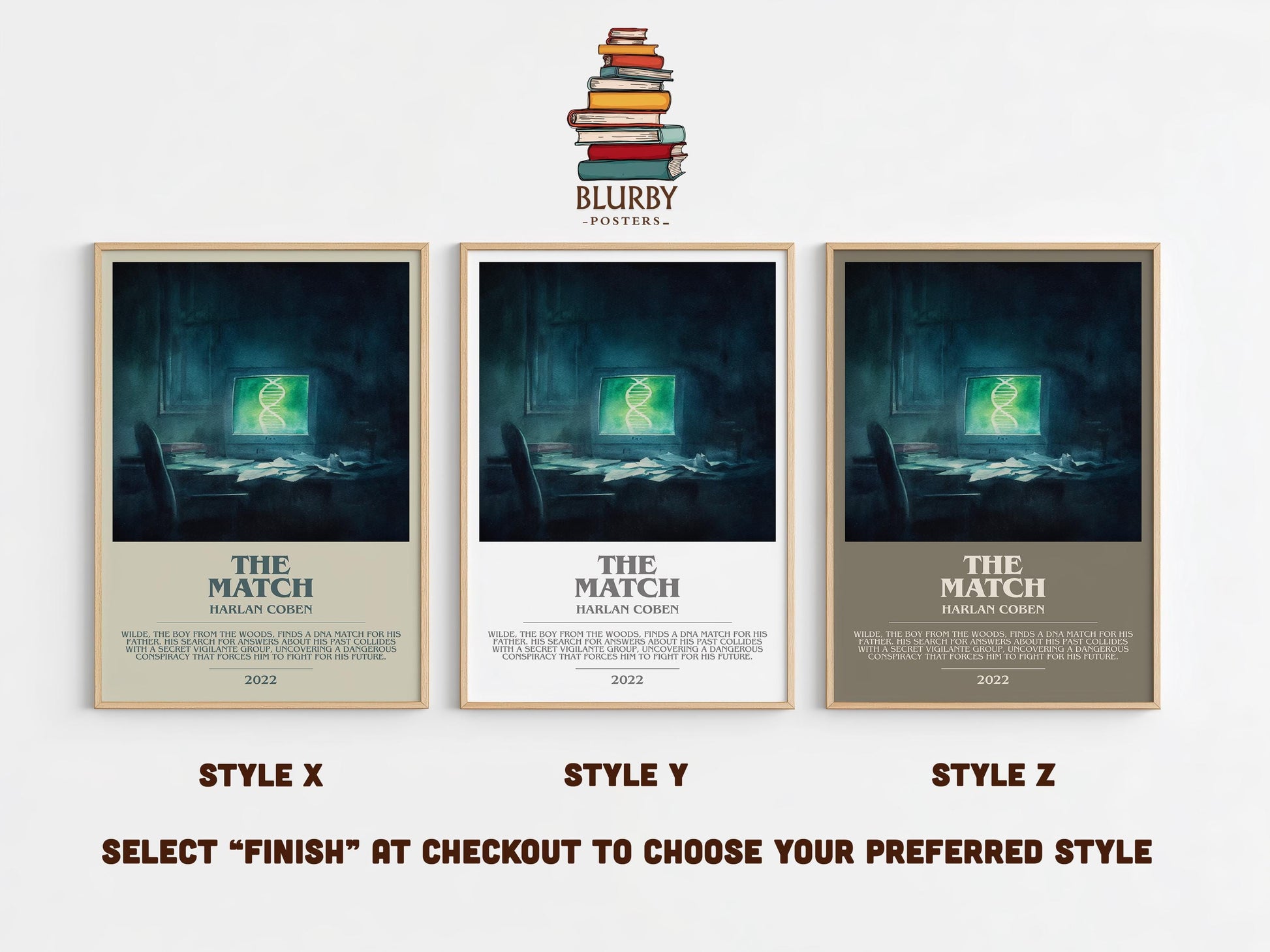 The Match bookish poster colour and style options – Harlan Coben book art