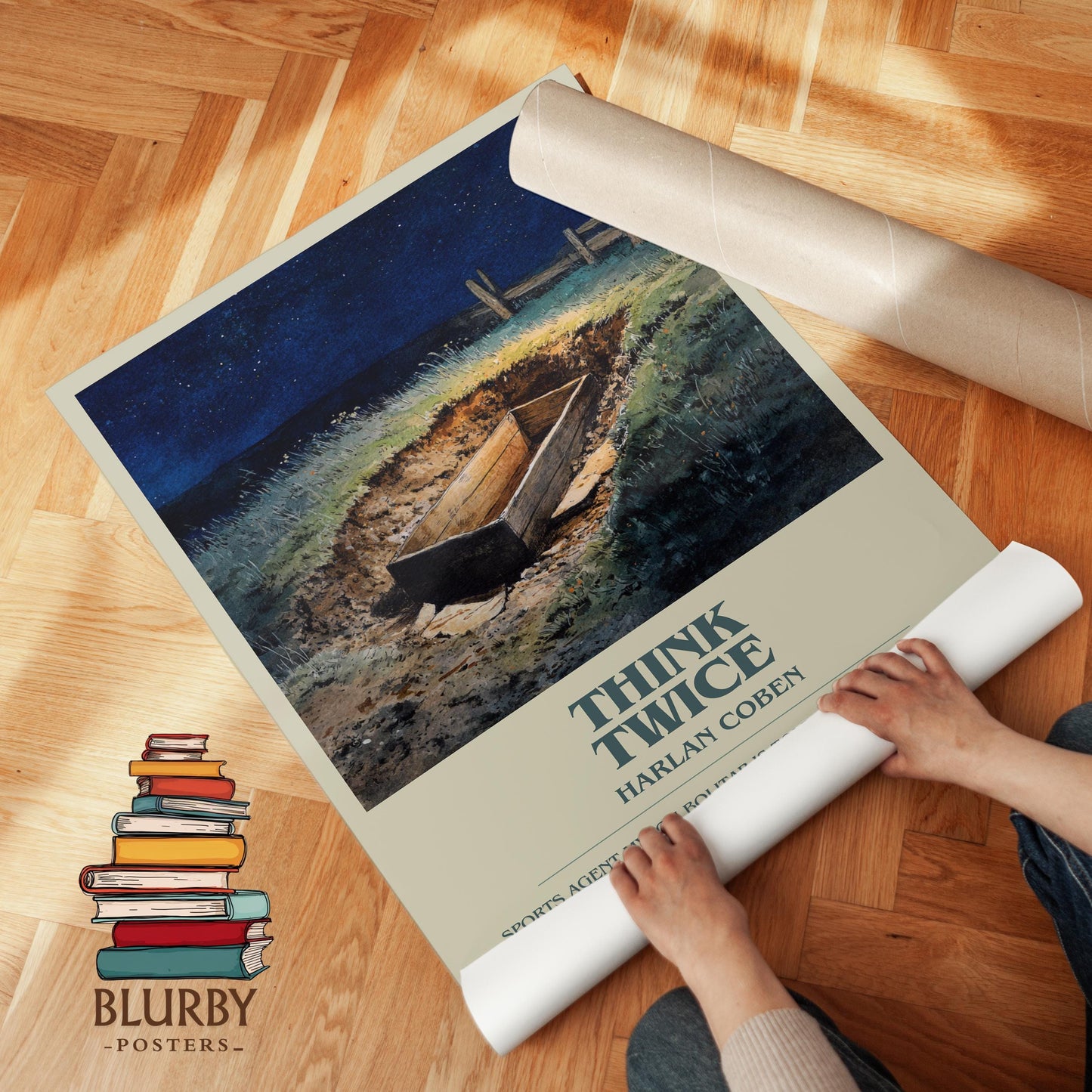 Think Twice book poster packaging – museum-quality print rolled in protective tube