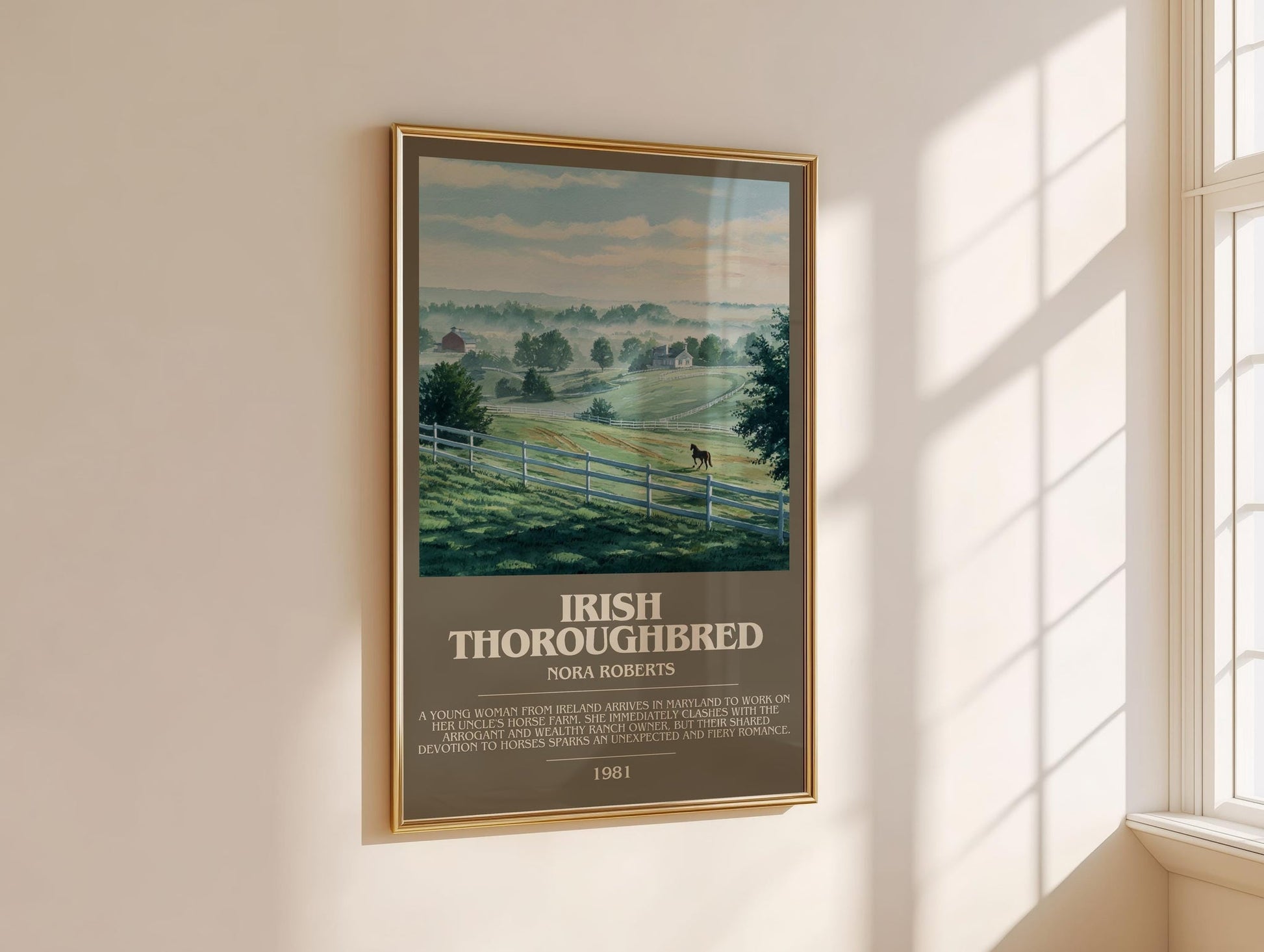 Irish Thoroughbred bookish book poster framed on wall – romance wall art
