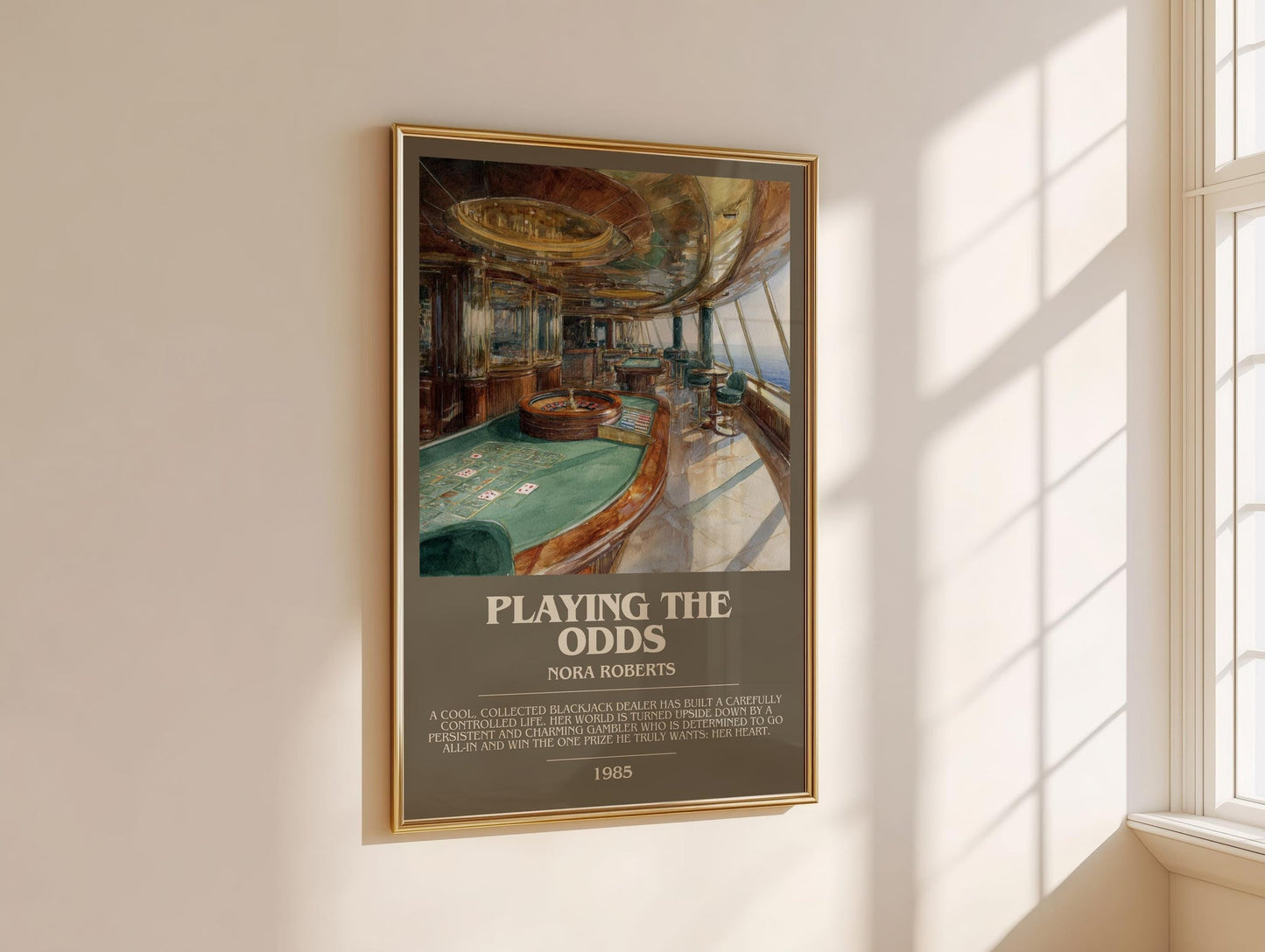 Playing the Odds bookish book poster framed on wall – romance wall art