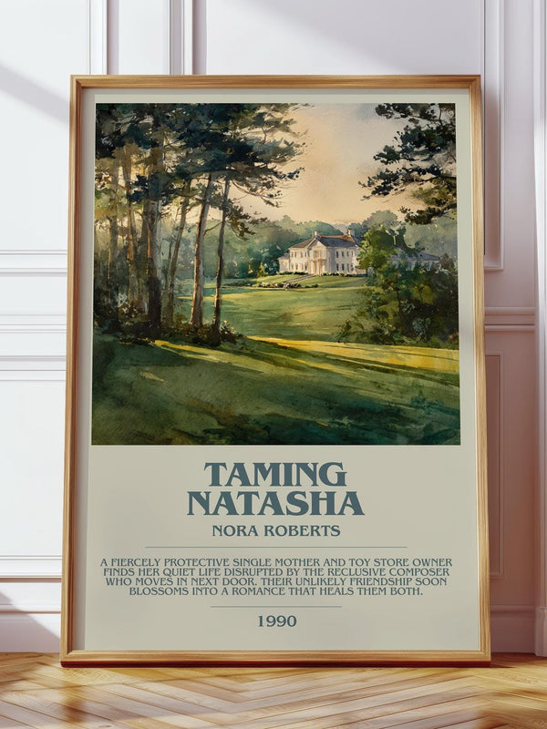 Taming Natasha bookish print in frame leaning in hallway – romance wall art