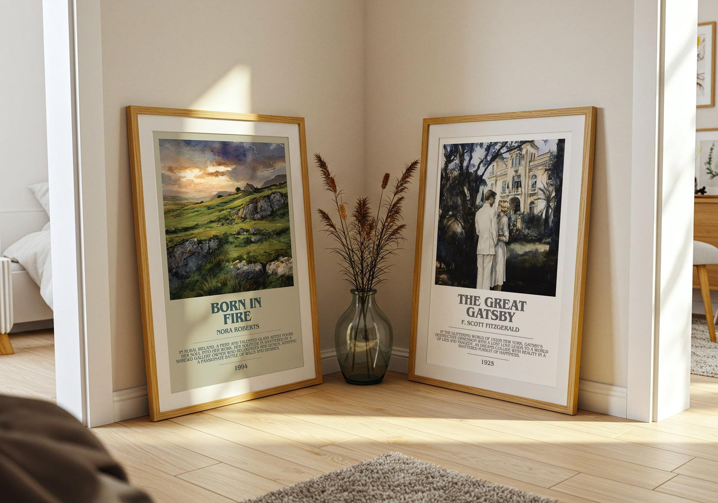 Born in Fire bookish poster paired in gallery wall – literary art prints