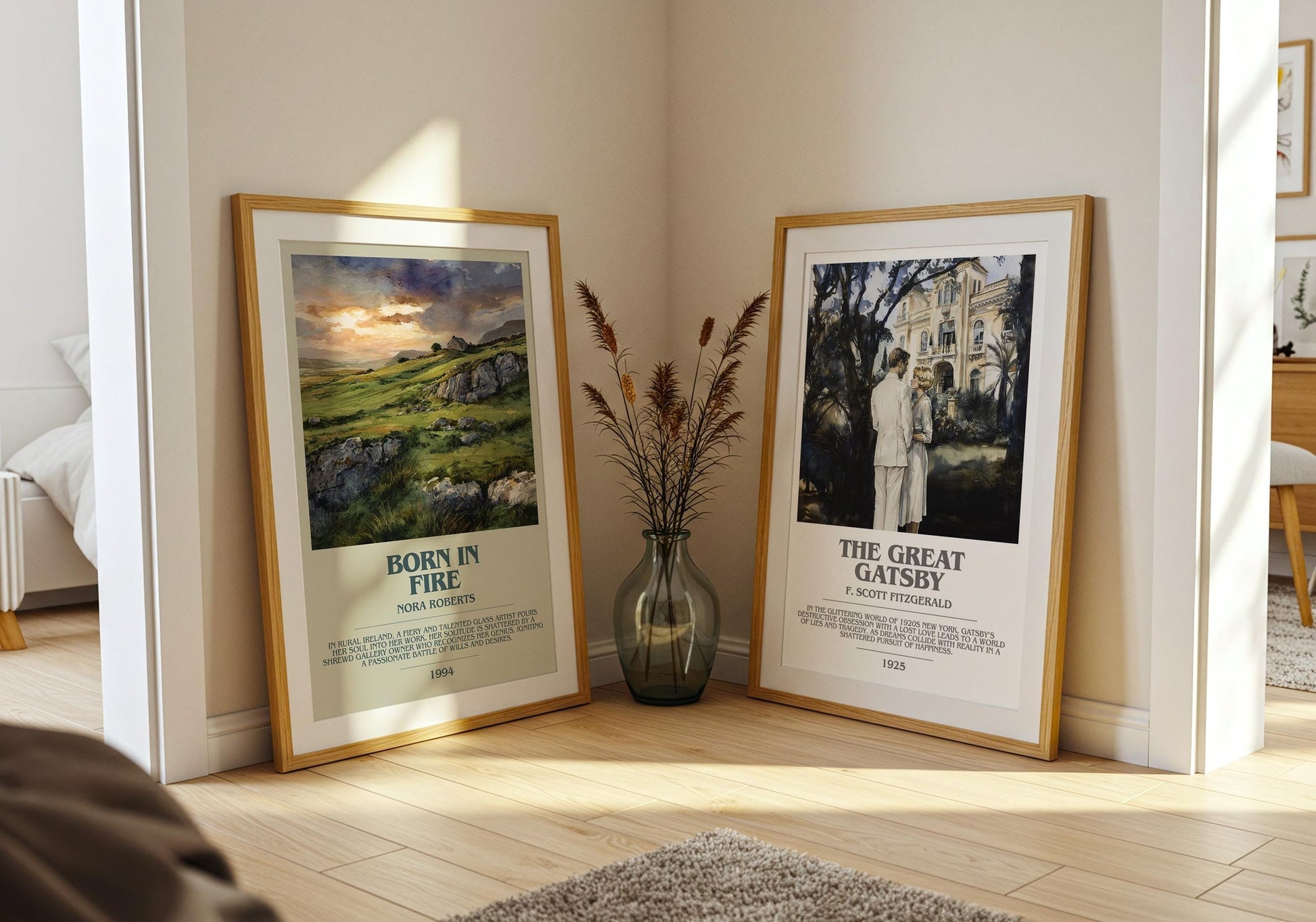 Born in Fire bookish poster paired in gallery wall – literary art prints
