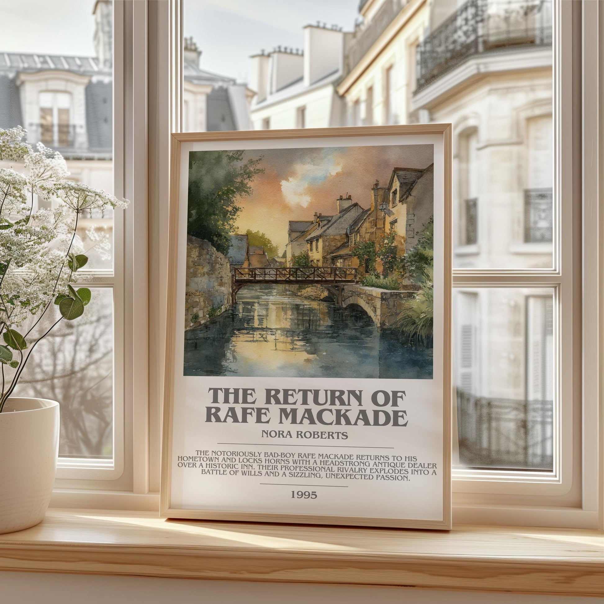 The Return of Rafe MacKade bookish print framed by window – literary home decor