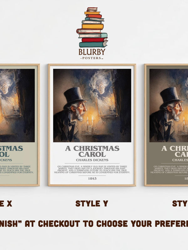 A Christmas Carol bookish poster colour and style options – Charles Dickens book art