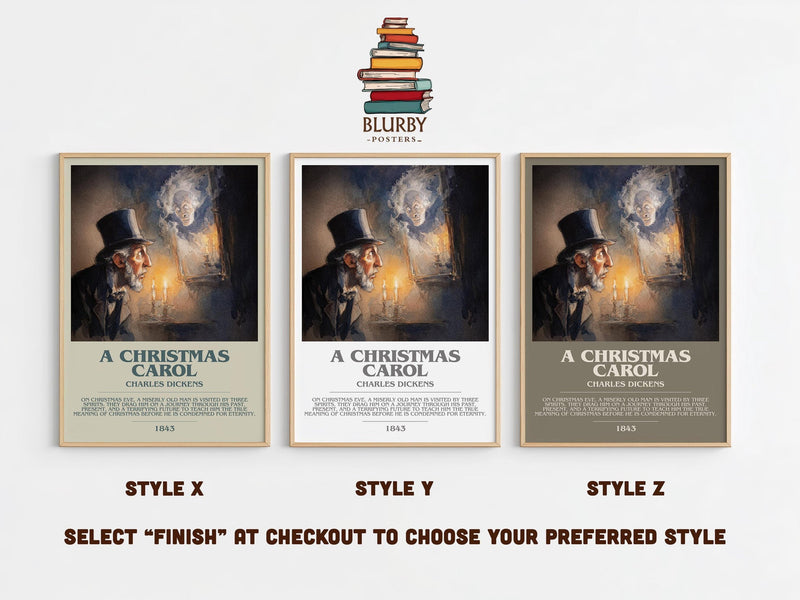 A Christmas Carol bookish poster colour and style options – Charles Dickens book art