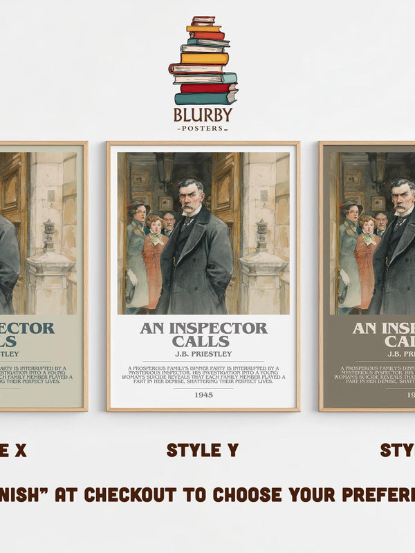 An Inspector Calls bookish poster colour and style options – J. B. Priestley book art