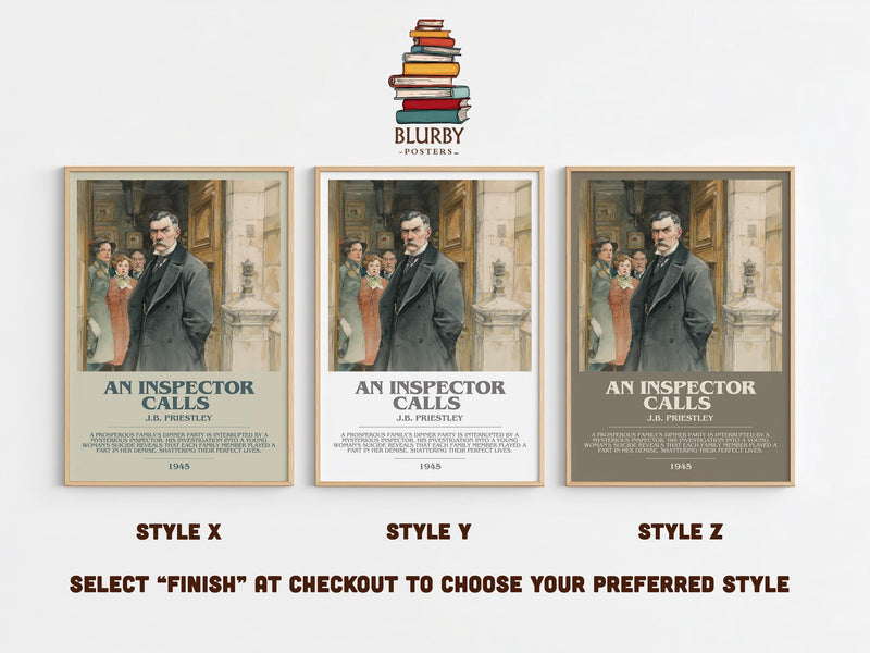 An Inspector Calls bookish poster colour and style options – J. B. Priestley book art