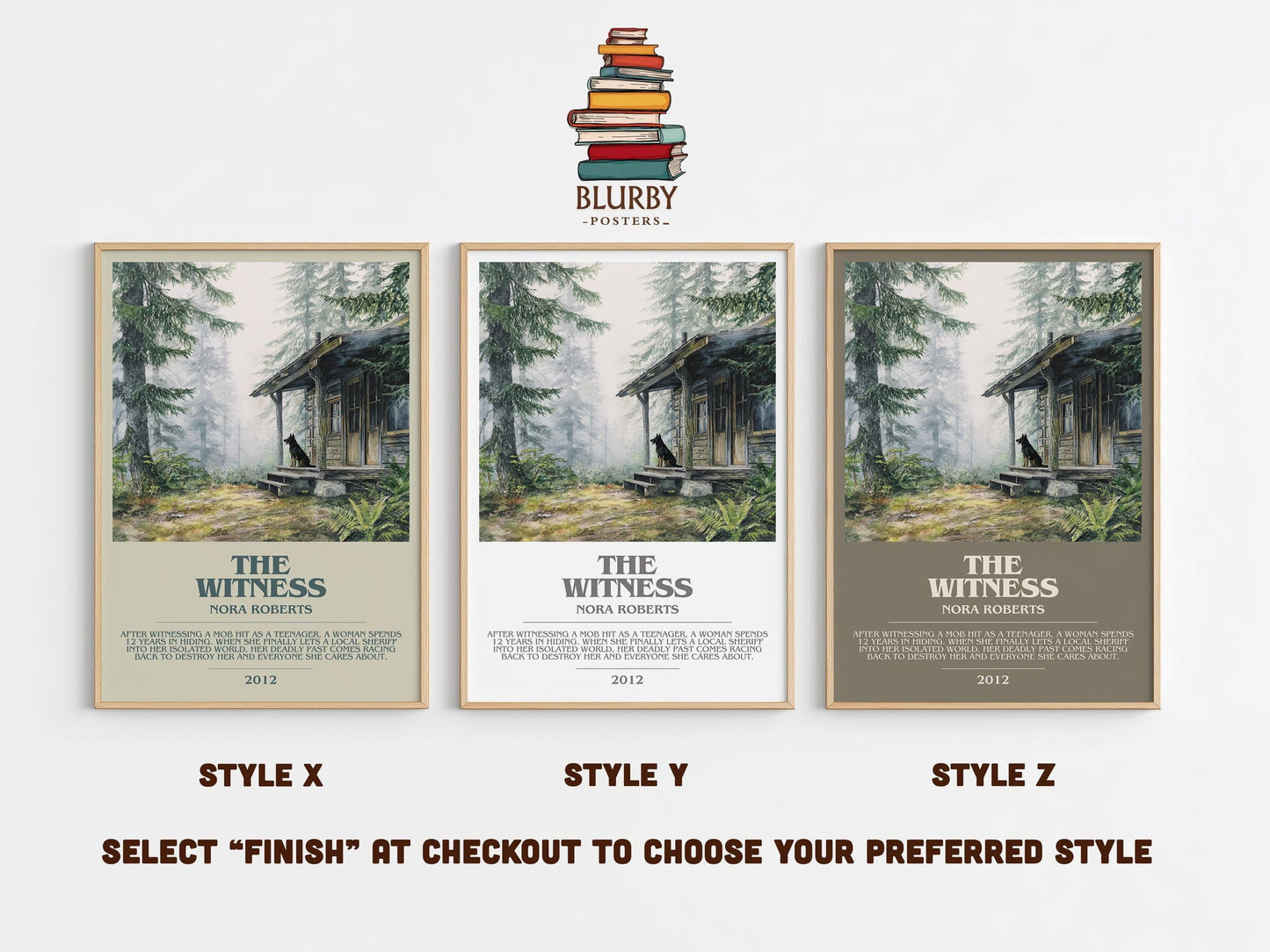 The Witness bookish poster colour and style options – Nora Roberts book art