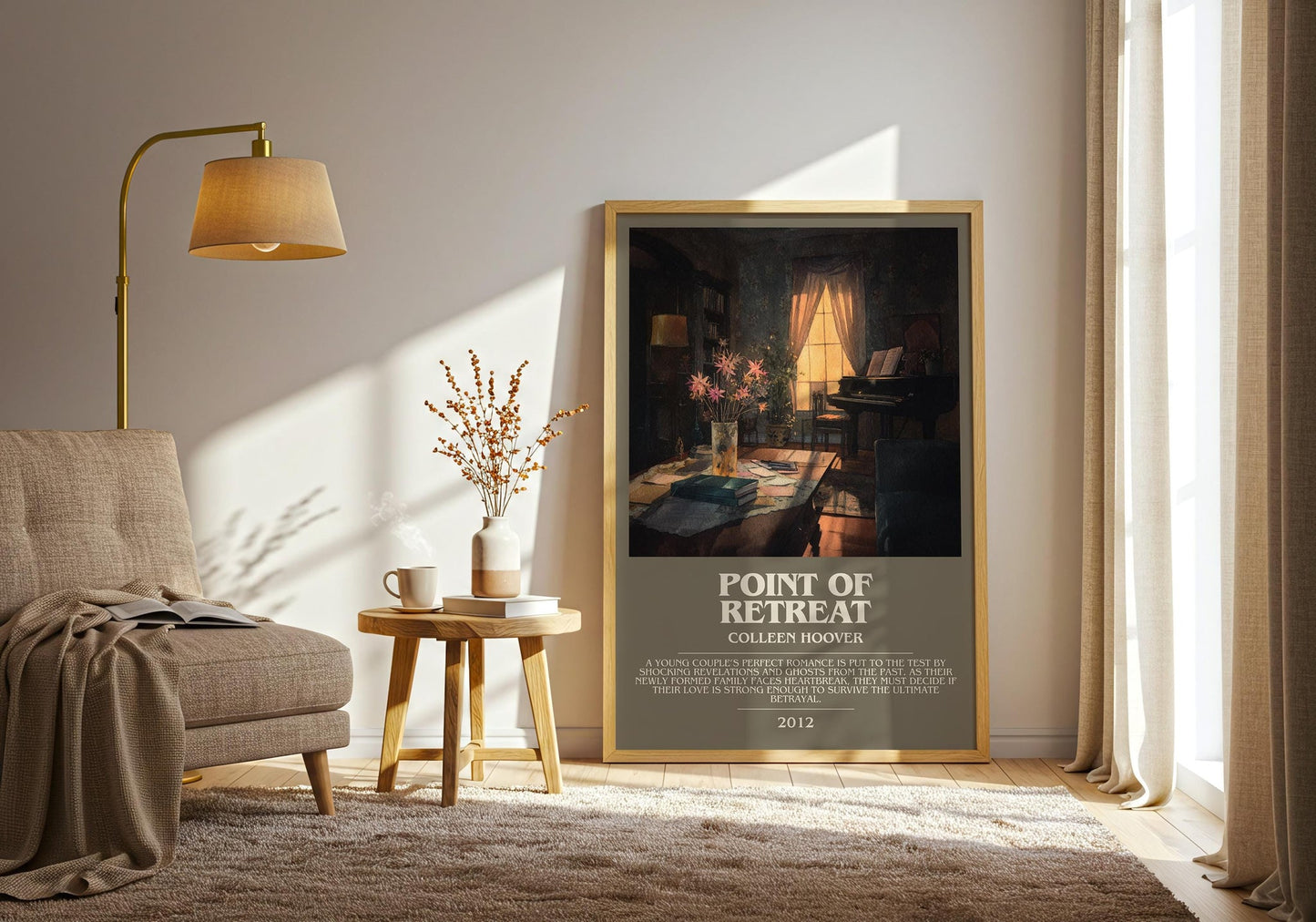 Point Of Retreat bookish print on bookshelf – Colleen Hoover fan gift