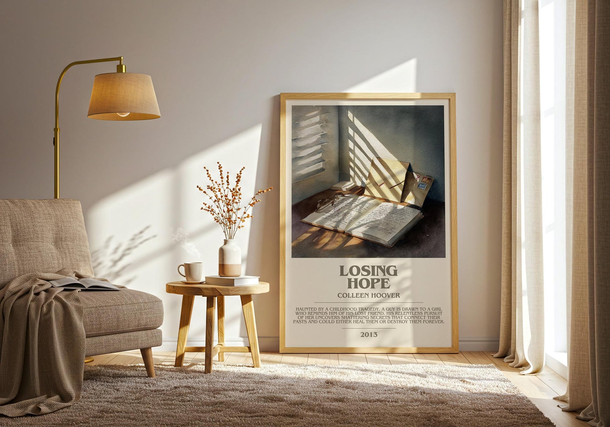Losing Hope bookish print on bookshelf – Colleen Hoover fan gift